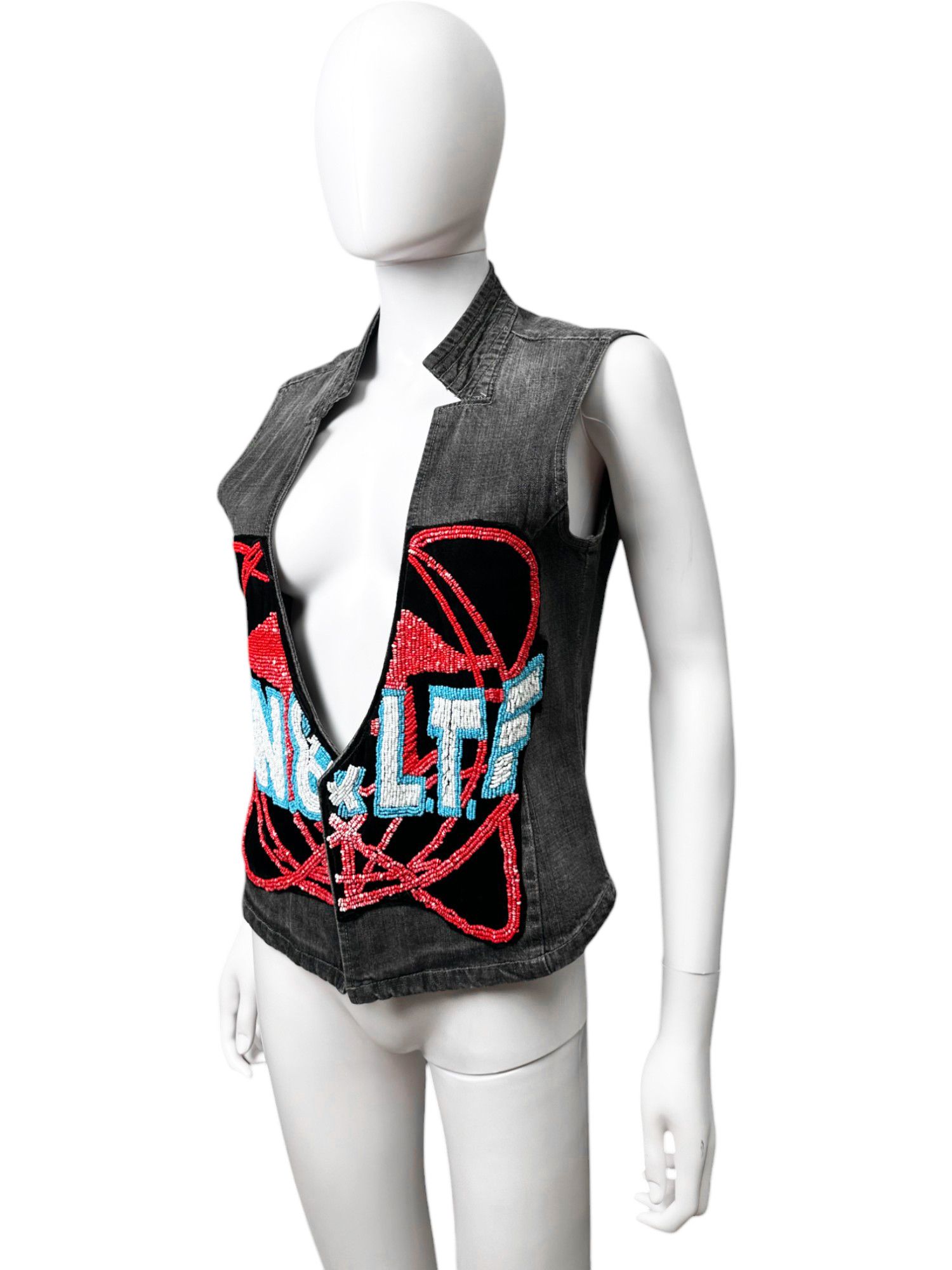 Walter Van Beirendonck S/S 2002 Embroidered Grey Gilet Size US M / EU 48-50 / 2 - 4 Thumbnail