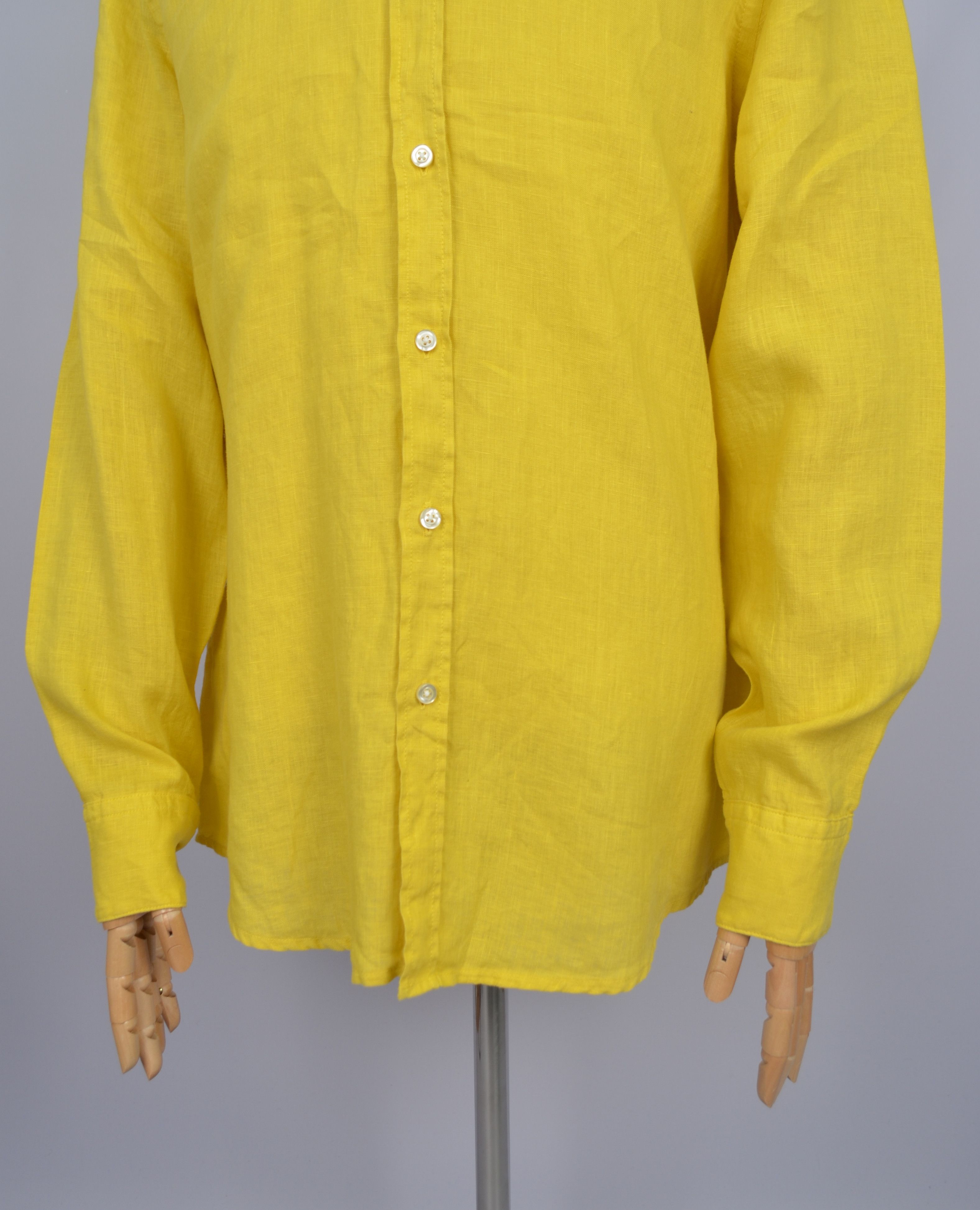 Hugo Boss Hugo Boss Yellow 100% Linen Regular Fit Relegant Shirt Sz XL Size US XL / EU 56 / 4 - 3 Thumbnail
