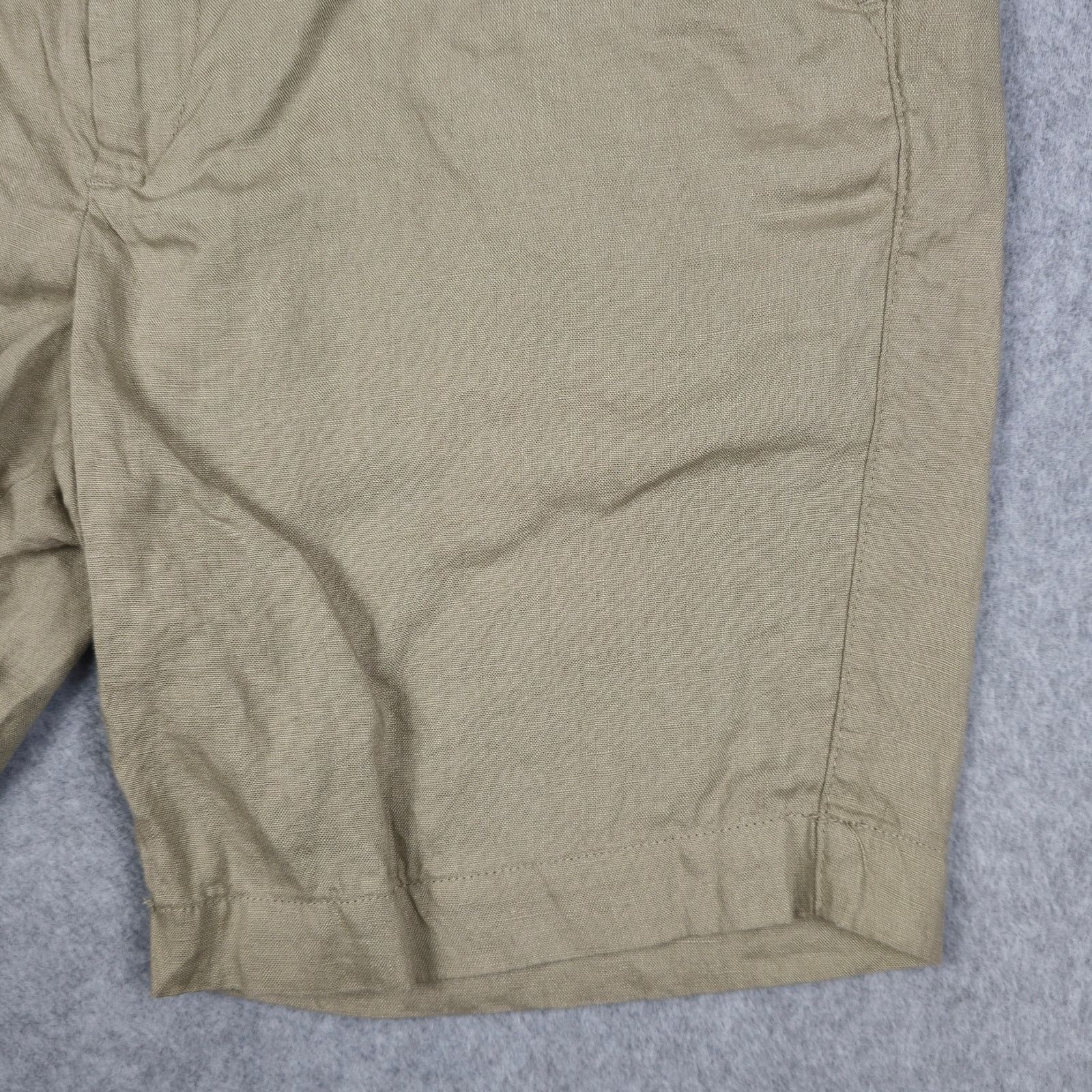 Zara Zara Large Light Beige 100% Linen Flat Front Chino Shorts Size US 32 / EU 48 - 11 Thumbnail