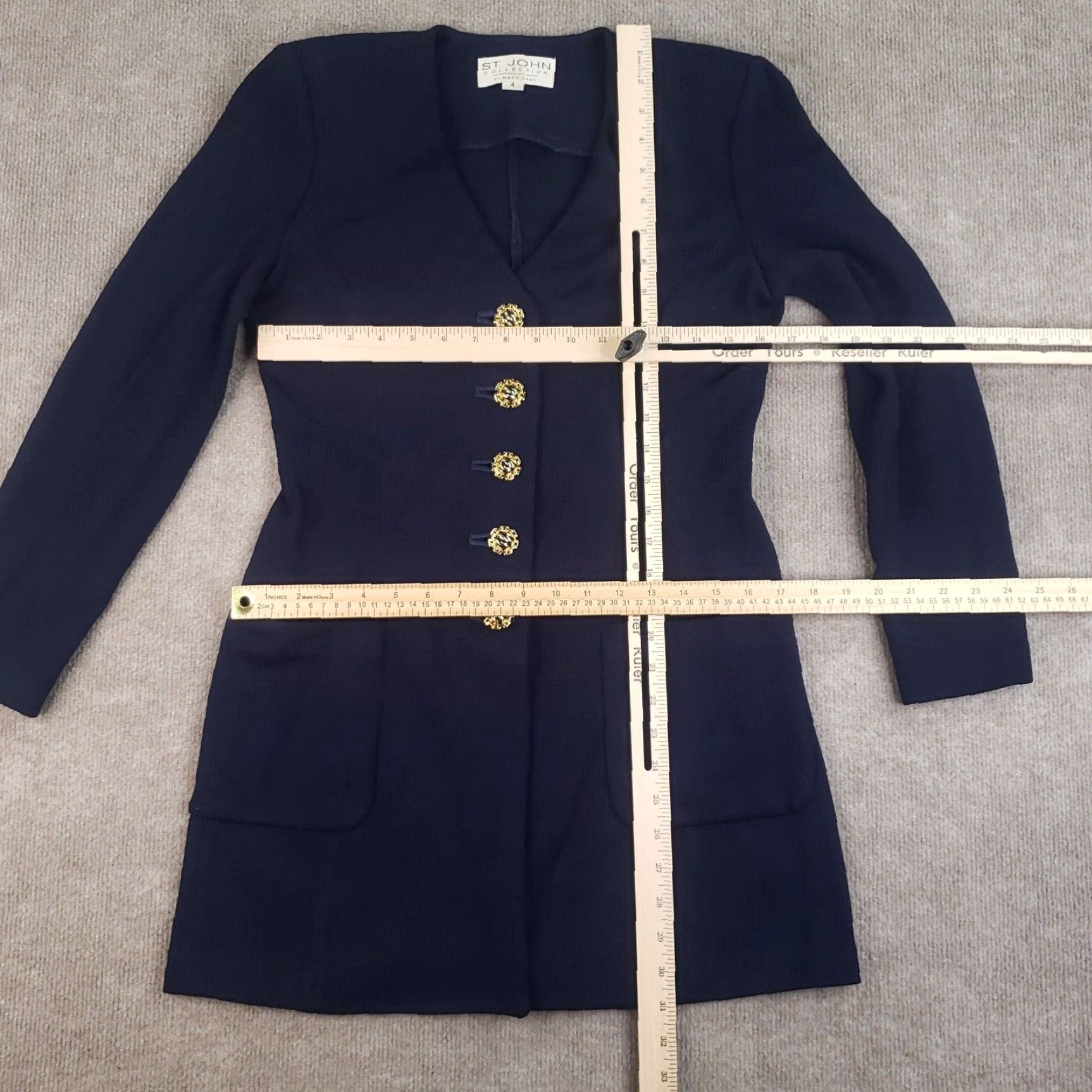 Vintage VINTAGE St John Blazer Women Sz 4 Blue Knit Heavyweight Classic Career Office Timeless Womens Size S / US 4 / IT 40 - 2 Thumbnail