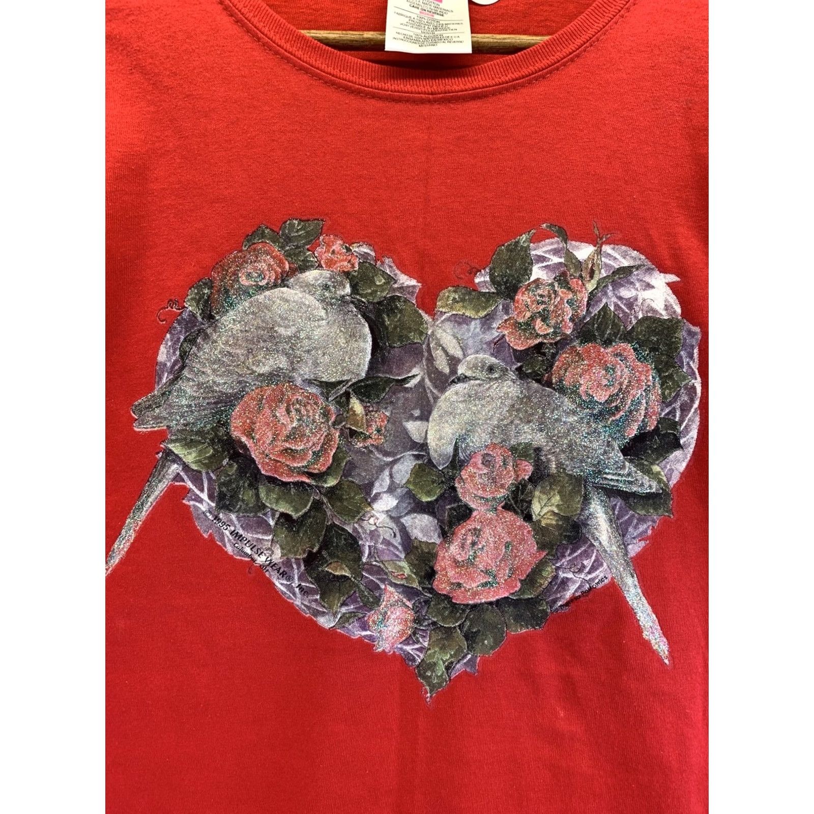 Hanes VINTAGE Hanes Shirt 1995 Single Stitch Graphic Dove Birds Heart Red XL Womens Mens Boys Girls Shirts? Size XL / US 12-14 / IT 48-50 - 2 Thumbnail