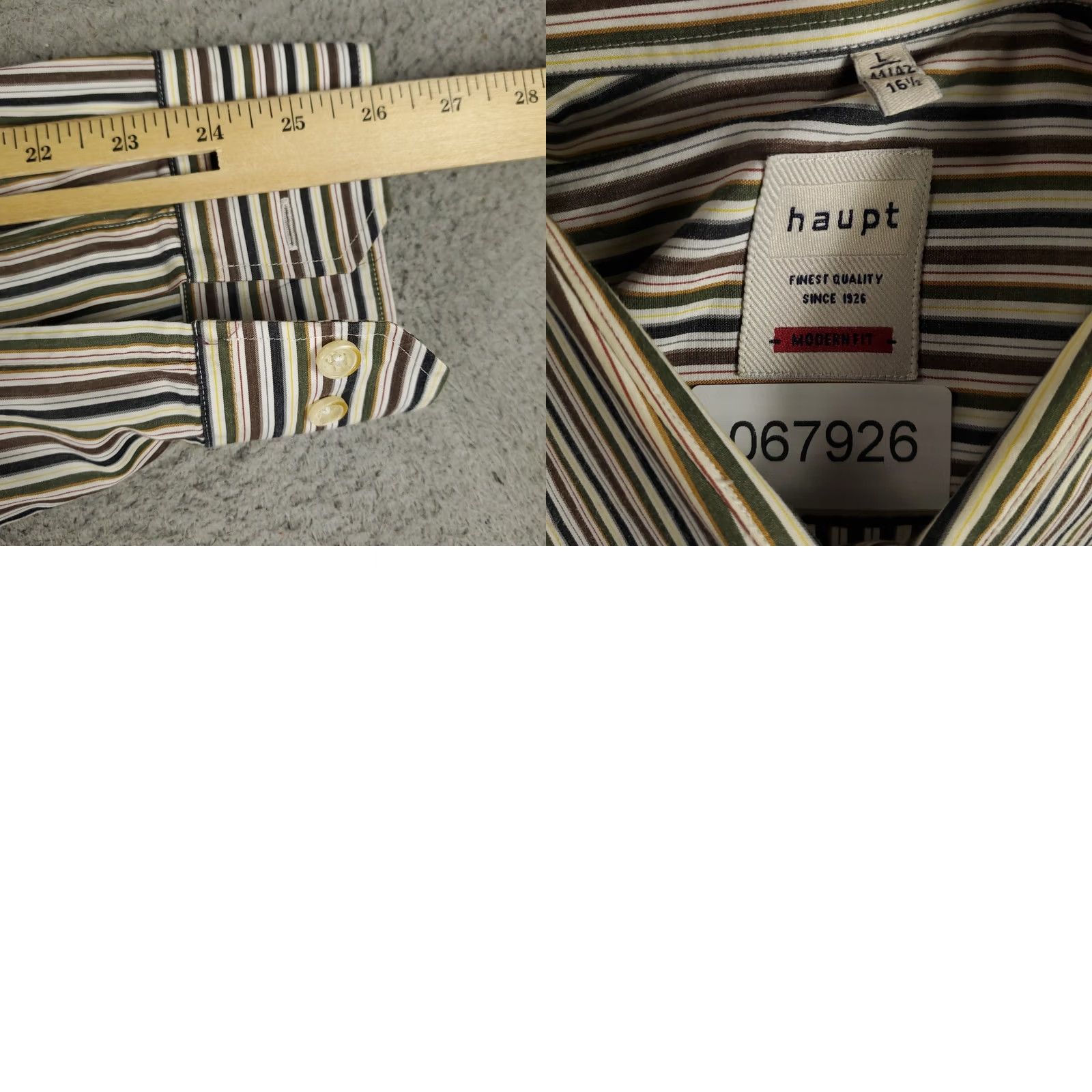 Vintage Haupt Shirt Mens Medium Beige Blue Striped Button-Up Long Sleeve Shirt Size US M / EU 48-50 / 2 - 8 Thumbnail