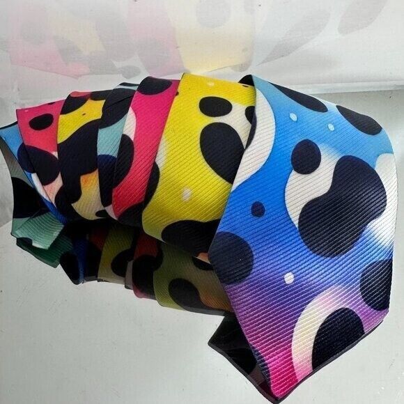 Handmade Tie Trippy Cheetah Leopard Rainbow Necktie Hippie Psychedeli Size ONE SIZE - 7 Thumbnail