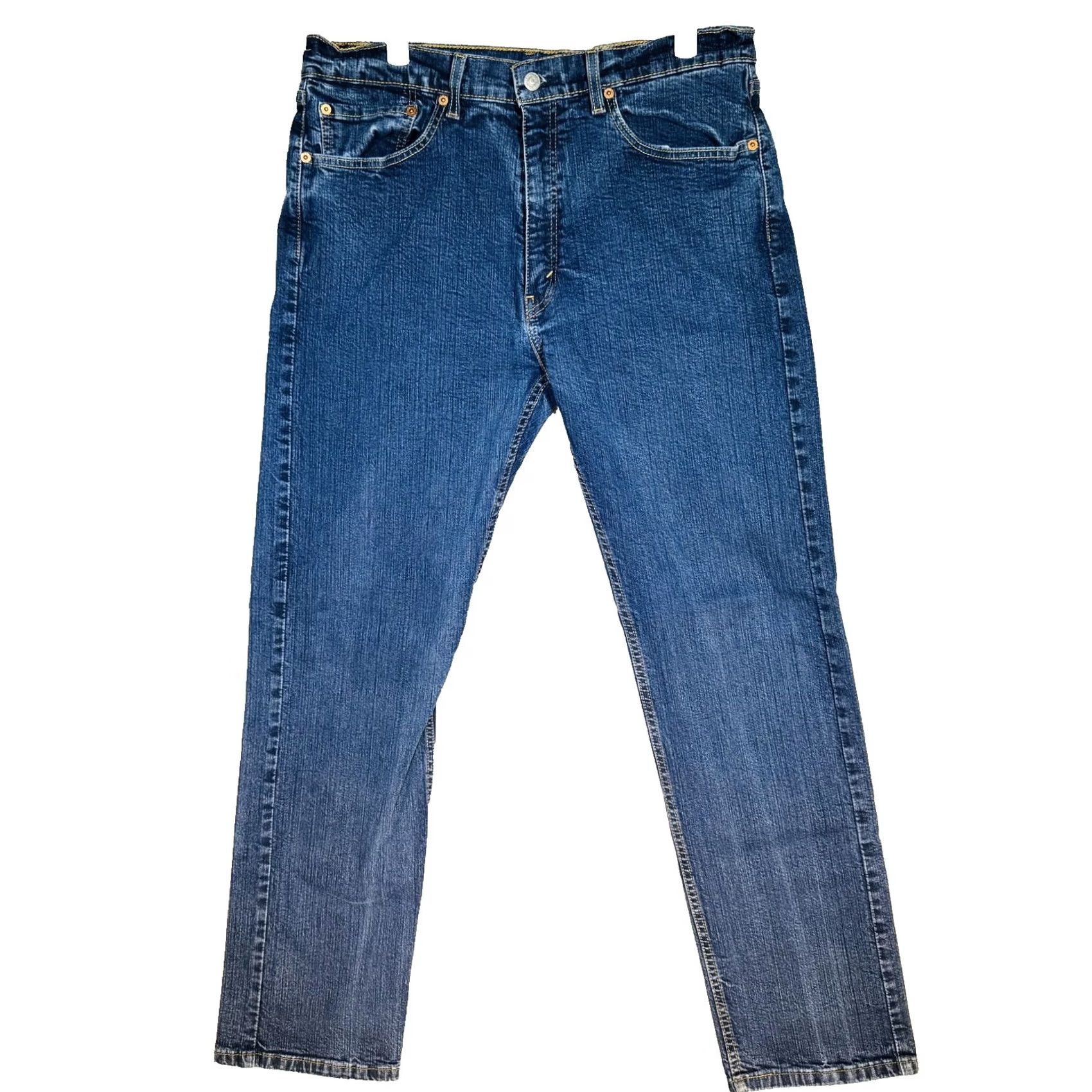 Levi's Levi's 505 Jeans Mens 36x32 Blue Medium Wash Straight Denim Zip Fly - Regular Fit, 5-Pocket, Cotton Stretch, Medium Blue Denim, USA Funky Patch Size US 36 / EU 52 - 2 Thumbnail