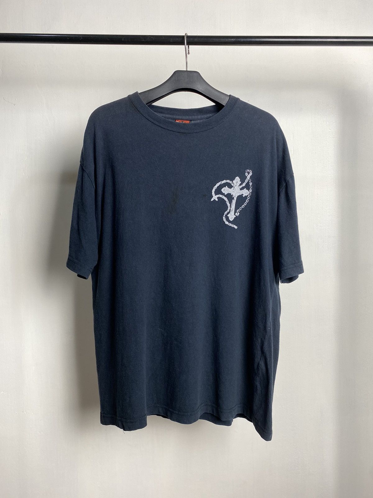 If Six Was Nine × Japanese Brand × Le Grande Bleu (L.G.B.) Breakers Poem Big Cross Gothic Faded Tshirt Size US L / EU 52-54 / 3 - 2 Thumbnail
