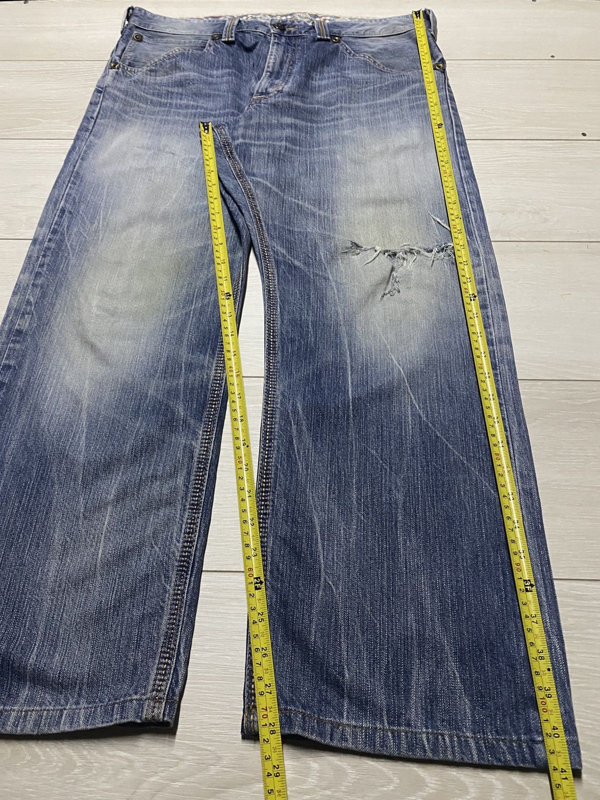 Junya Watanabe Vintage Edwin XVS Faded Wash Thunder Buckle Back Distressed Size US 37 - 15 Thumbnail