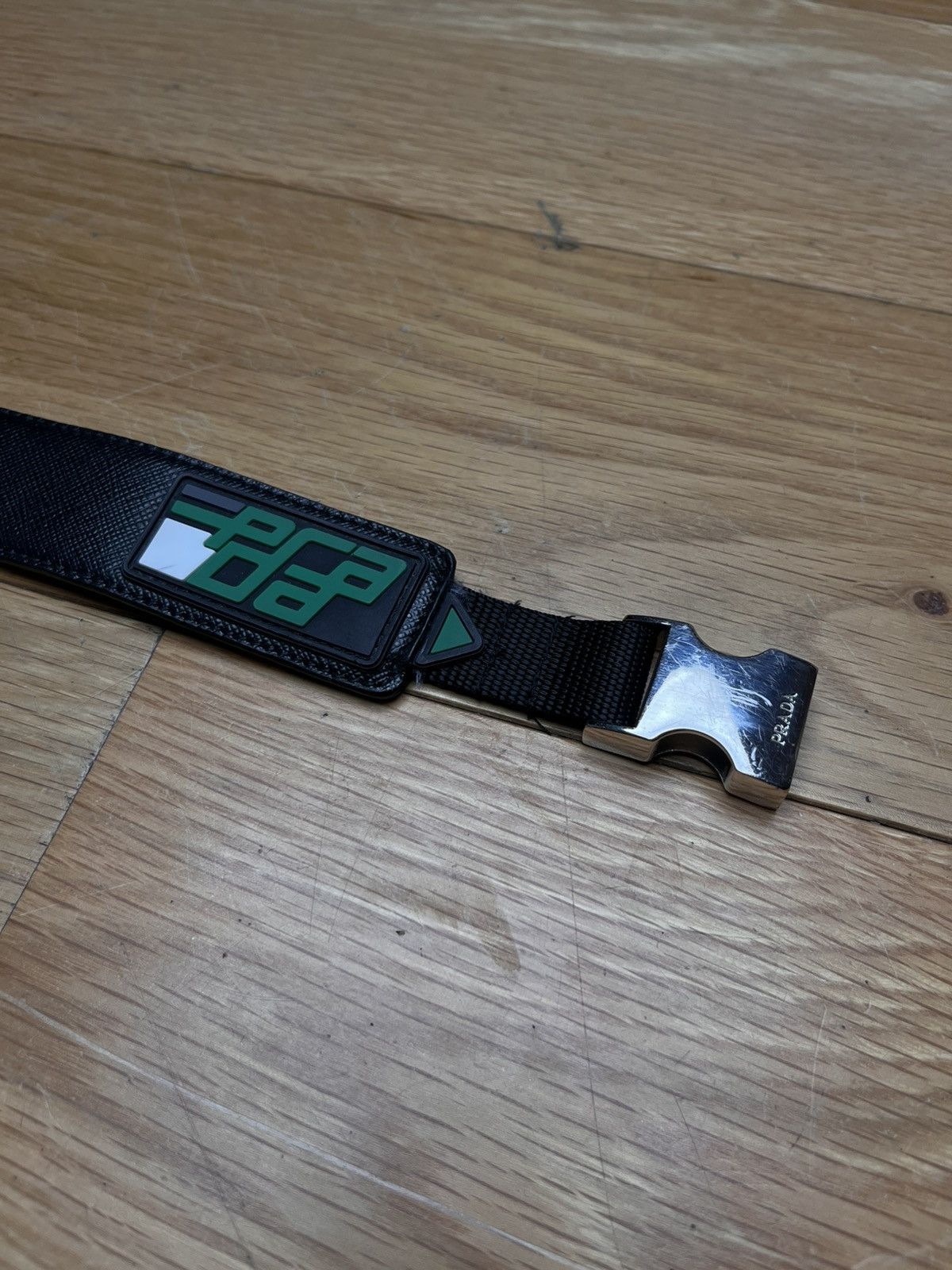 Prada Prada Leather Belt Black / Green Logo Length 90 cm Size 36 Size 36 - 3 Thumbnail