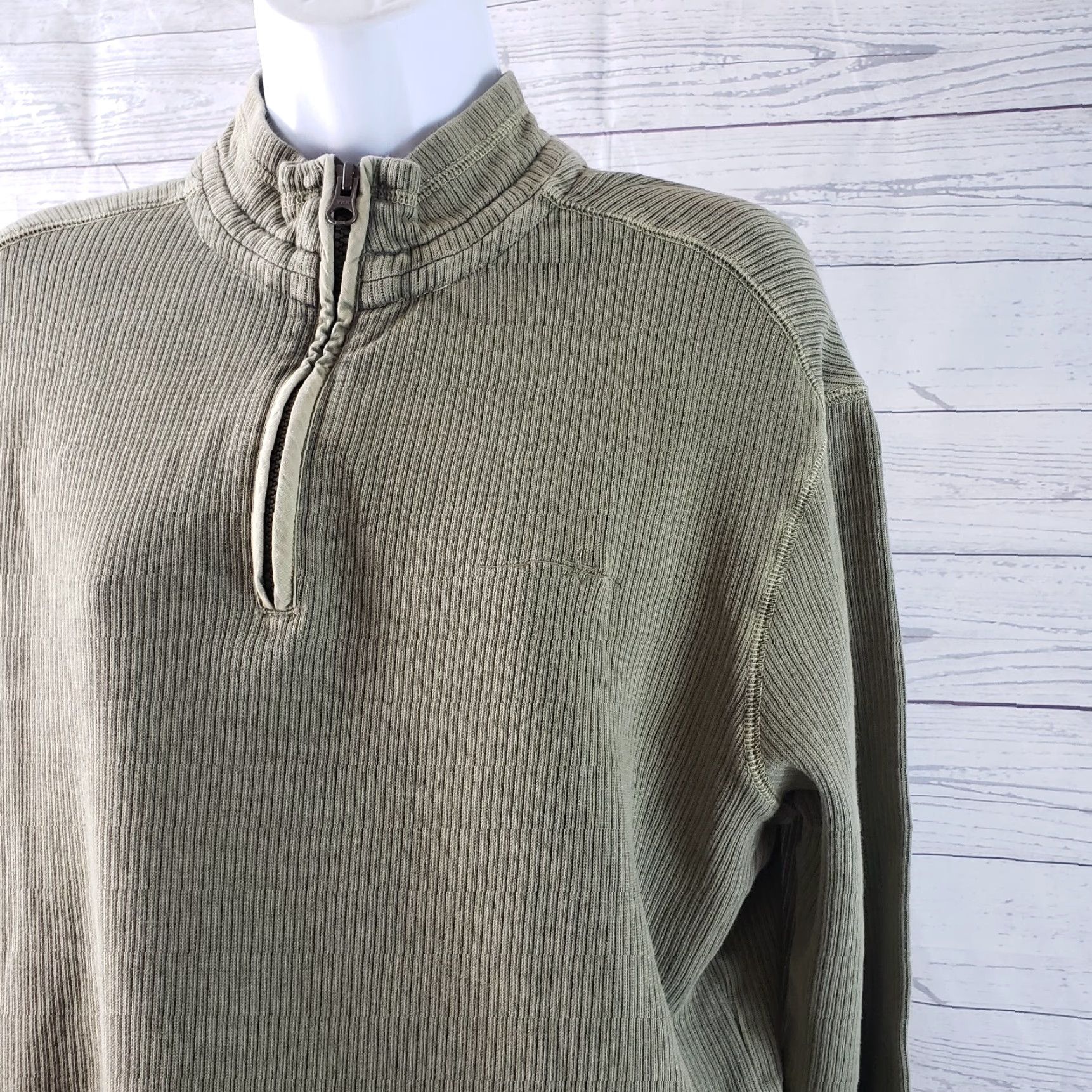 Vintage VINTAGE Ryan Michael Womens 1/4 Zip Pullover Sz Medium Green Ribbed Cotton Long Sleeve Size M / US 6-8 / IT 42-44 - 2 Thumbnail