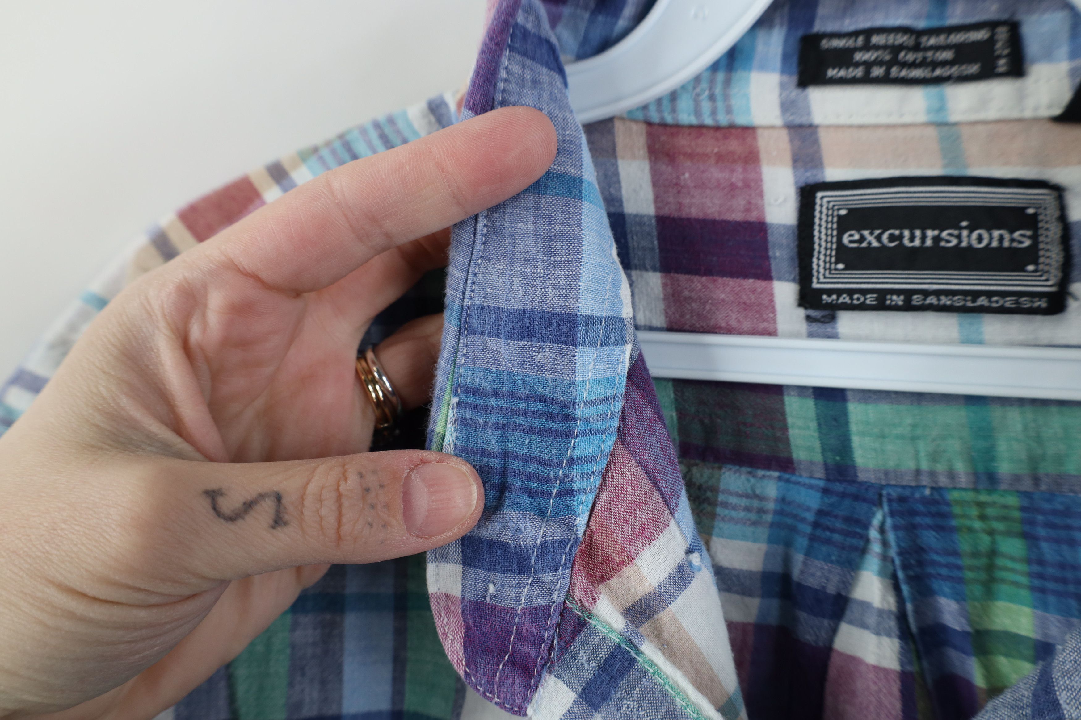 Vintage Vintage 90s Streetwear Madras Plaid Button Down Shirt Size US XXL / EU 58 / 5 - 9 Thumbnail