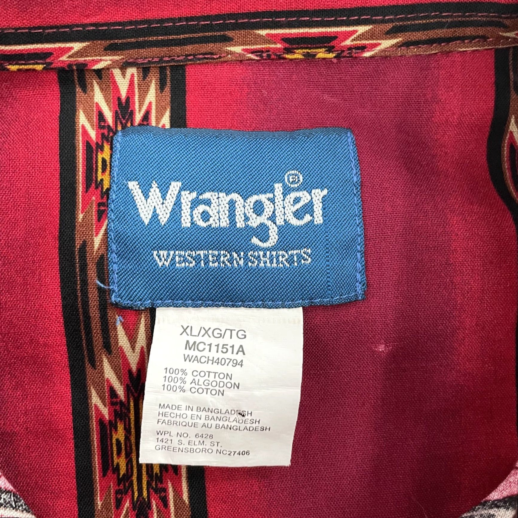 Wrangler VINTAGE Wrangler Aztec Shirt Men Adult XL Red Western Long Sleeve Pearl Snap Geometric 90s Size US XL / EU 56 / 4 - 7 Thumbnail