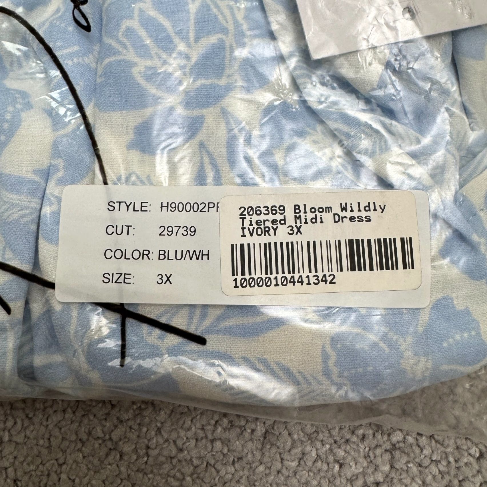 Parker Parker & Rowe Floral Puff Sleeve Tiered Midi Dress Women 3X Plus Blue Floral NWT Size XXL / US 16-18 / IT 52-54 - 6 Thumbnail
