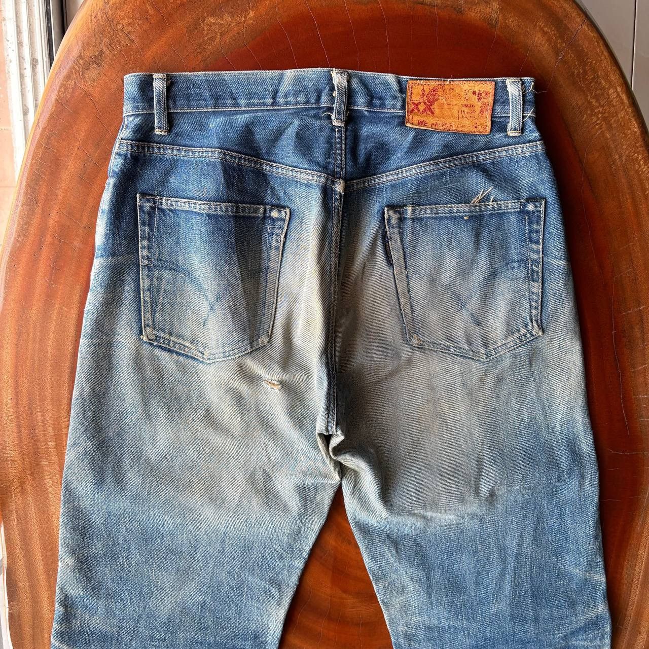 HOLLYWOOD RANCH MARKET Vintage 90’s HR Market Selvedge Distress Mud Wash Blue Pants Size US 34 / EU 50 - 4 Thumbnail