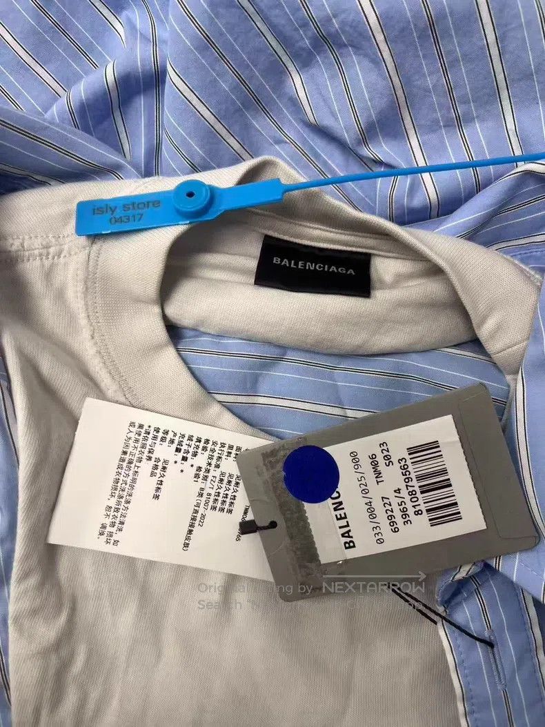 Balenciaga Balenciaga Color Block Fake Two Piece Striped Collar Singl Size US XL / EU 56 / 4 - 5 Thumbnail