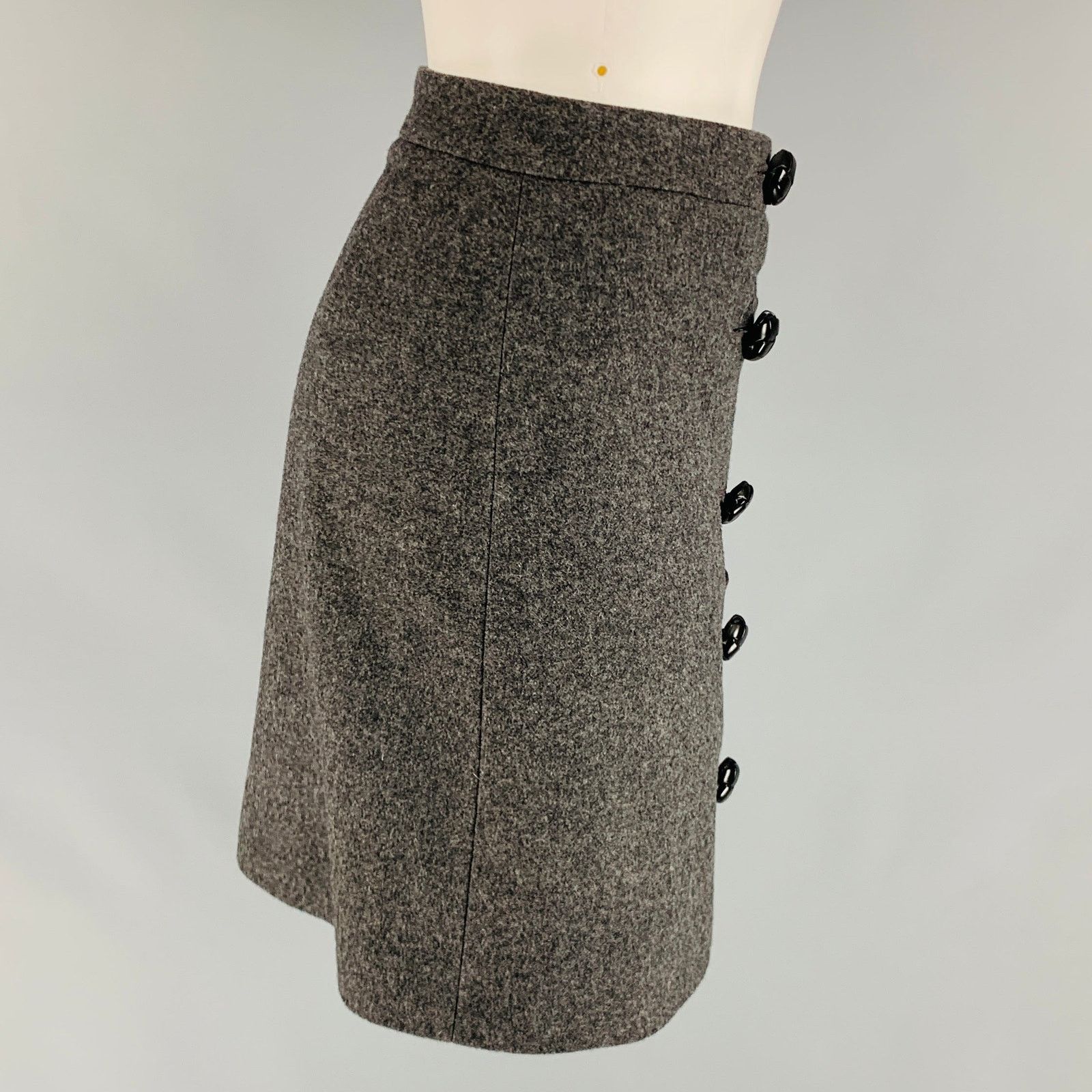 Gucci GUCCI Size 0 Grey Wool Cashmere A-Line Mini Skirt Size 25" / US 0 / IT 36 - 2 Thumbnail