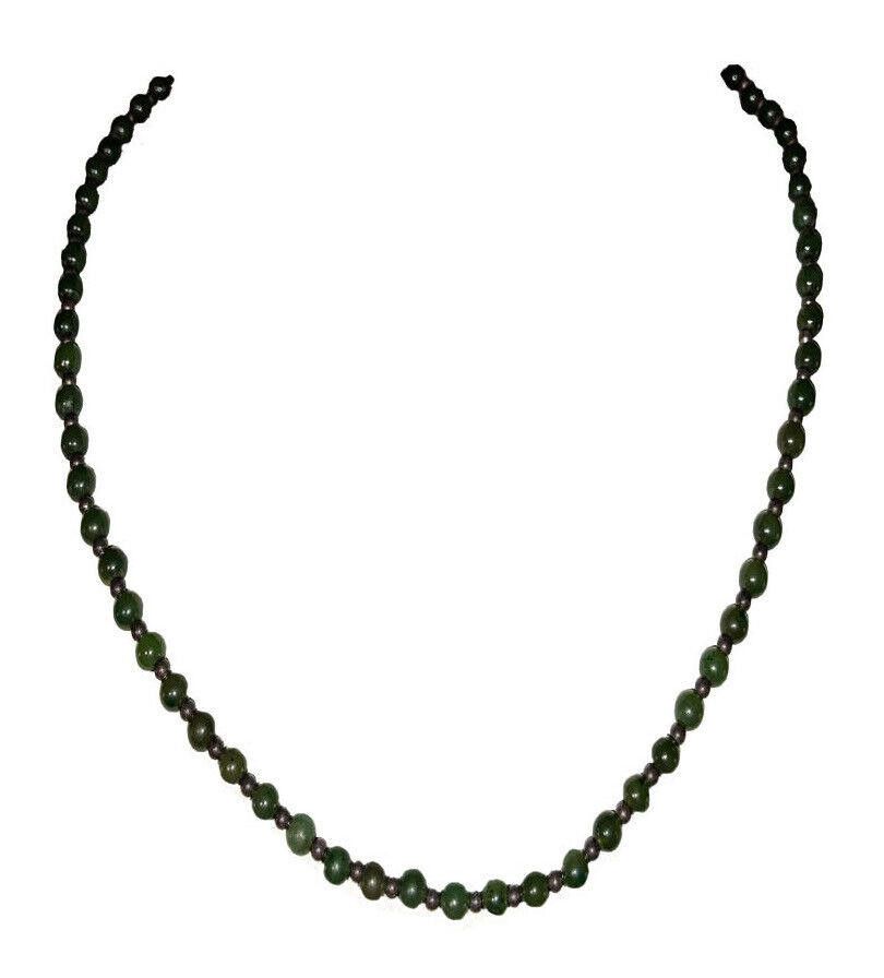 Jaded London Nephrite Jade and Sterling Silver Bead Necklace Size ONE SIZE - 2 Thumbnail