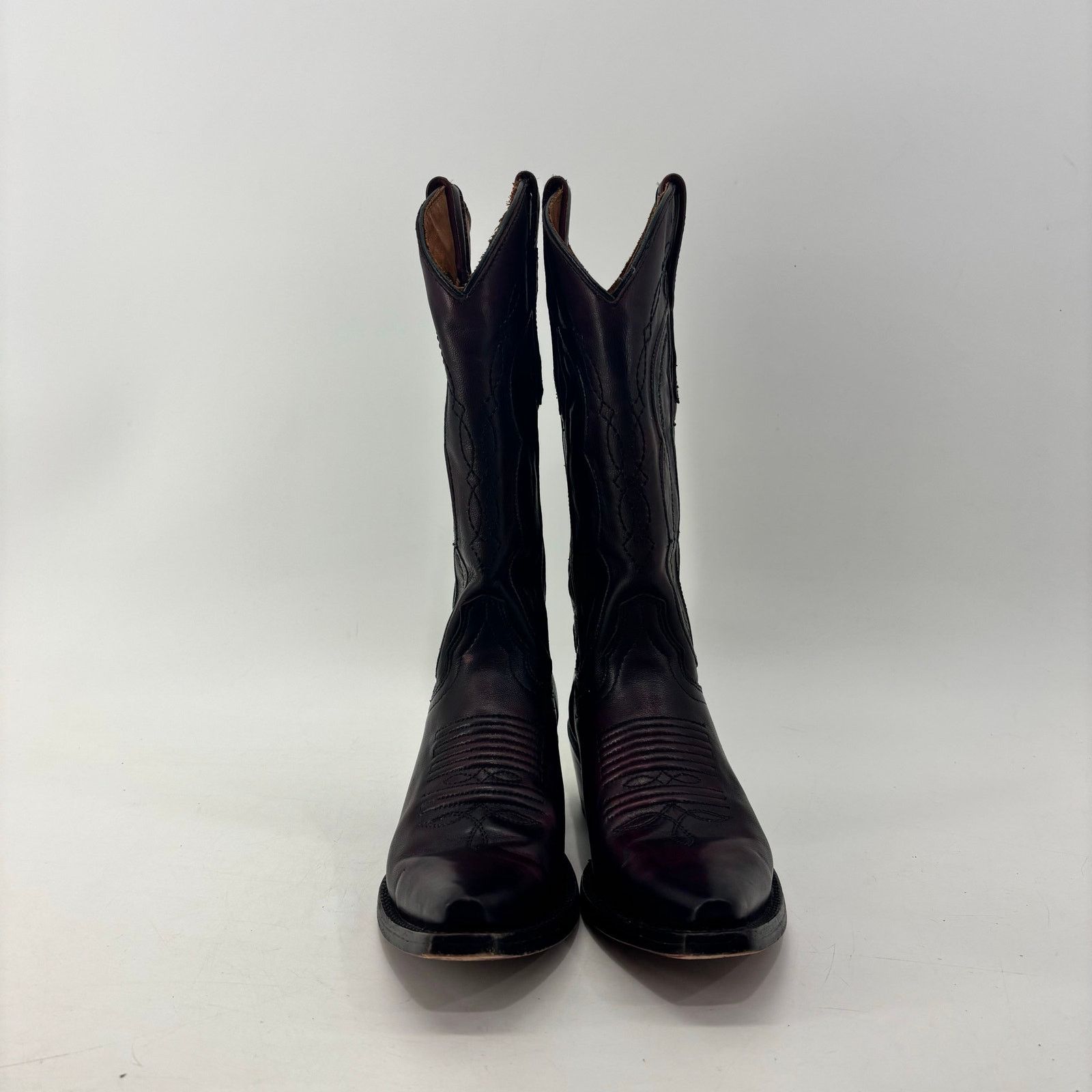 Vintage Vaccari Cowboy Boots Burgundy Plum Size 6.5 Leather Classic Size US 6.5 / IT 36.5 - 6 Thumbnail
