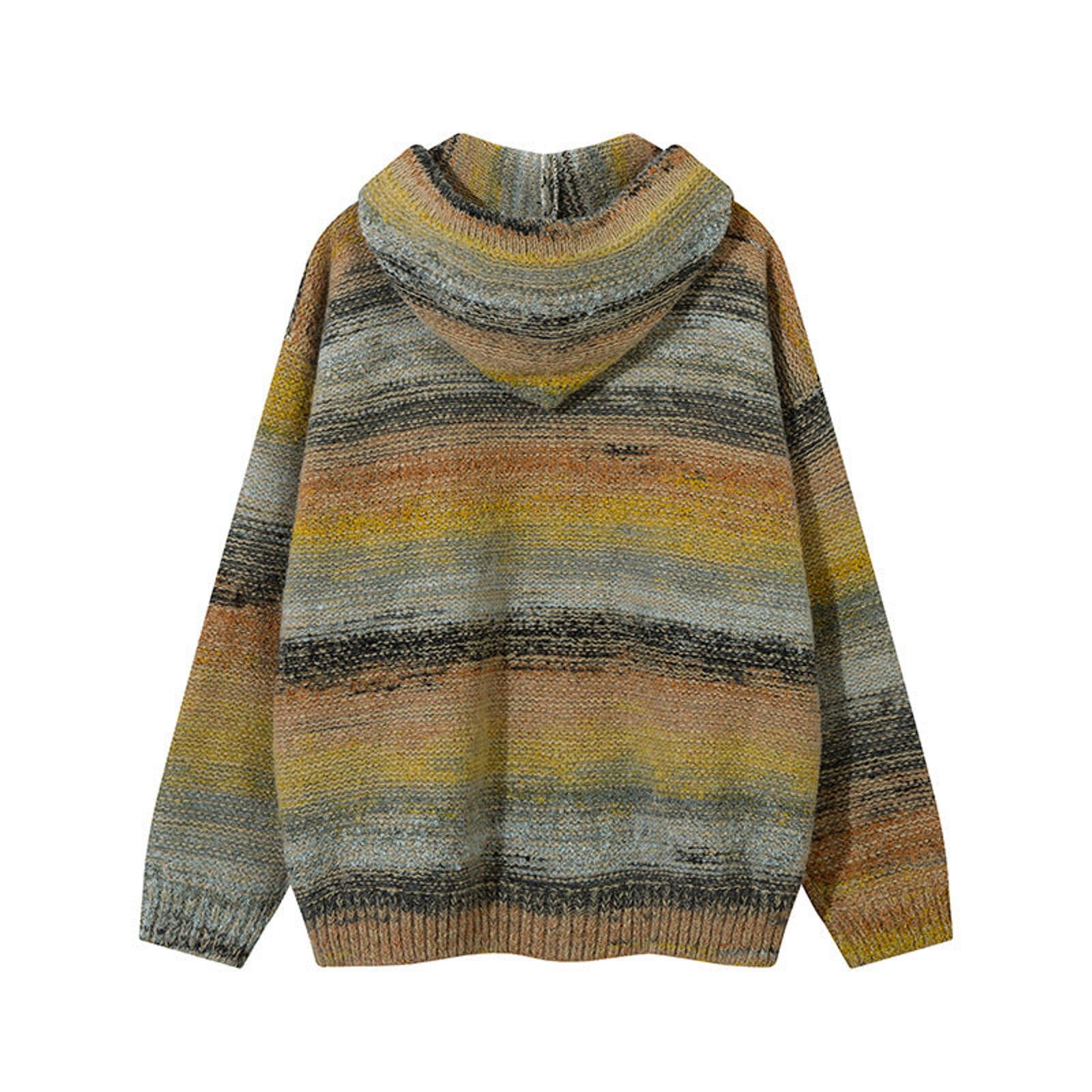 Other Multicolor Striped Knit Hoodie Sweater, Casual Pullover Size US XL / EU 56 / 4 - 4 Thumbnail