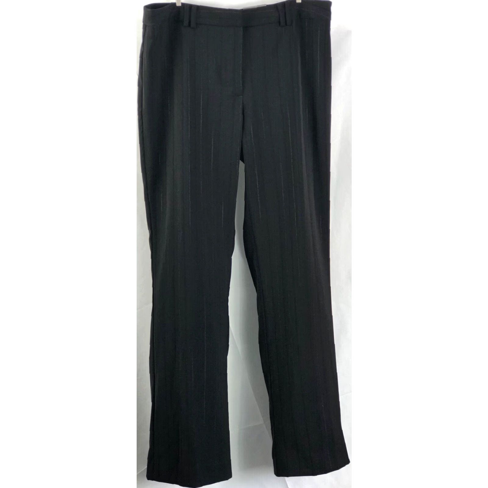 George George Dress Pants/Slacks 12 Blk Stripe 32W 31IN Modern Fit Career Work Pants Womens Size 34" / US 12 / IT 48 - 3 Thumbnail