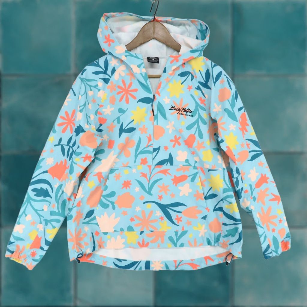 Nike Nike Repel Anorak Jacket Womens M Blue Floral Half Zip Hooded Bully Pulpit Golf Size M / US 6-8 / IT 42-44 - 1 Thumbnail