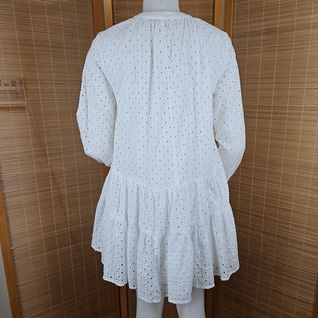 Asos ASOS Broderie Boho Dress UK8 US 4 White Cotton Trapeze Floun Size S / US 4 / IT 40 - 3 Thumbnail