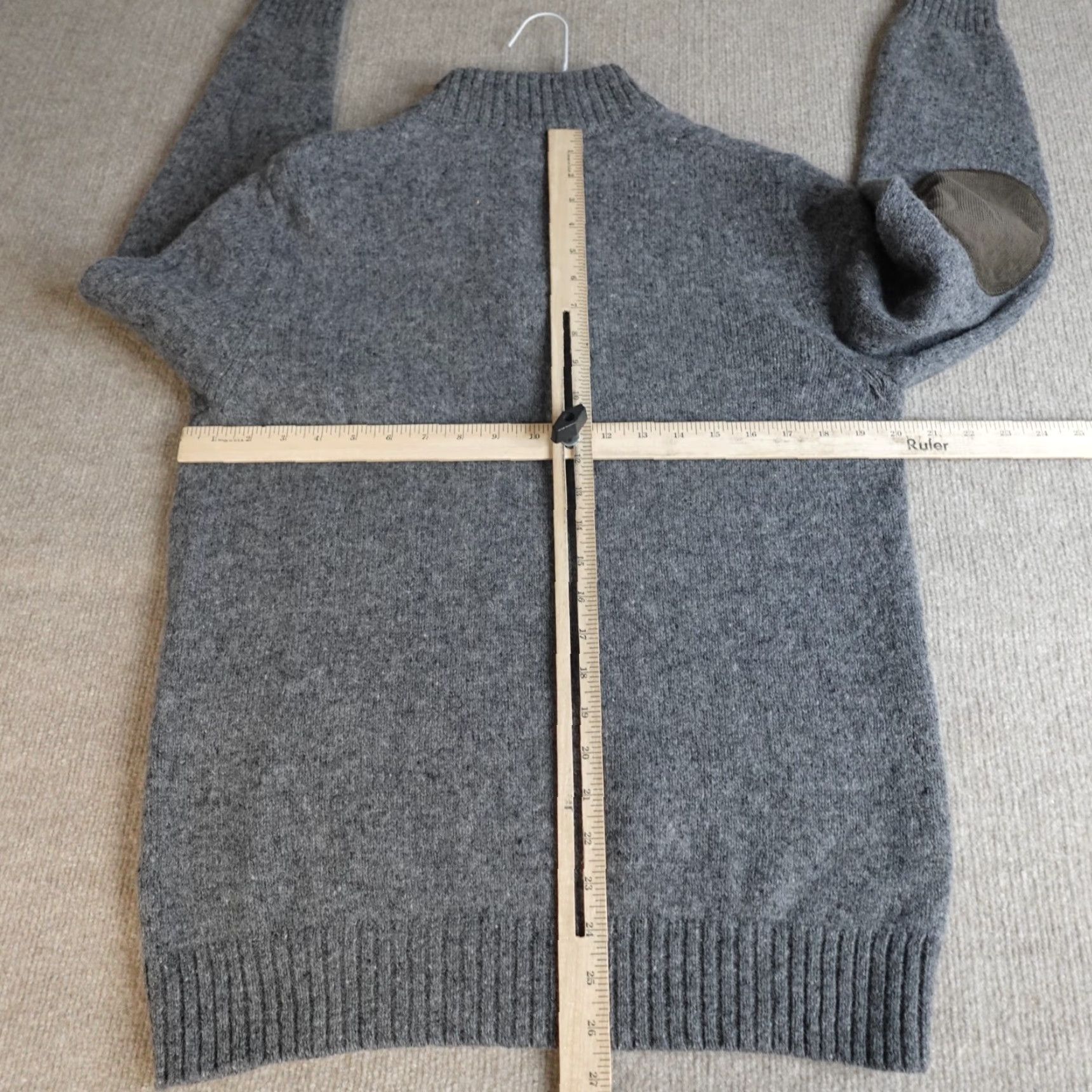 Vintage LL Bean Sweater Medium Gray Shetland Wool Ragg Elbow Patches 1/4 Zip Size US M / EU 48-50 / 2 - 5 Thumbnail