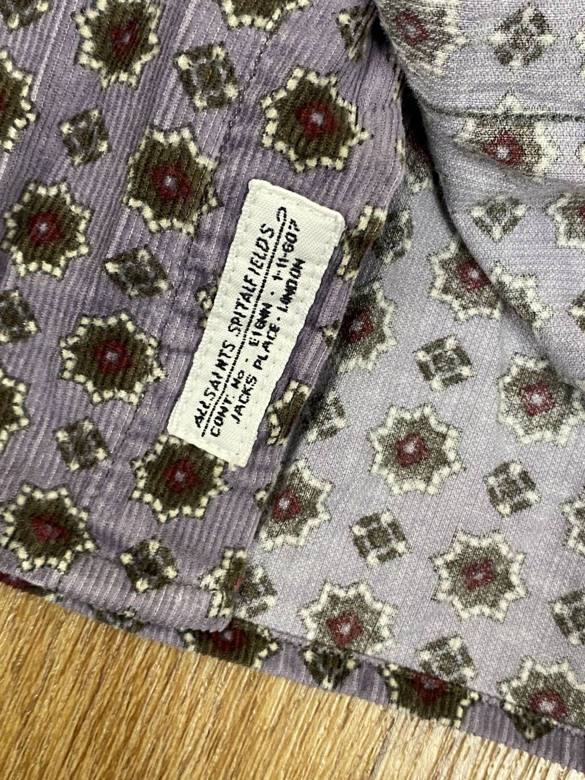 Allsaints Allsaints Purple Corduroy Pattern Button Shirt Size: M Size US M / EU 48-50 / 2 - 4 Thumbnail