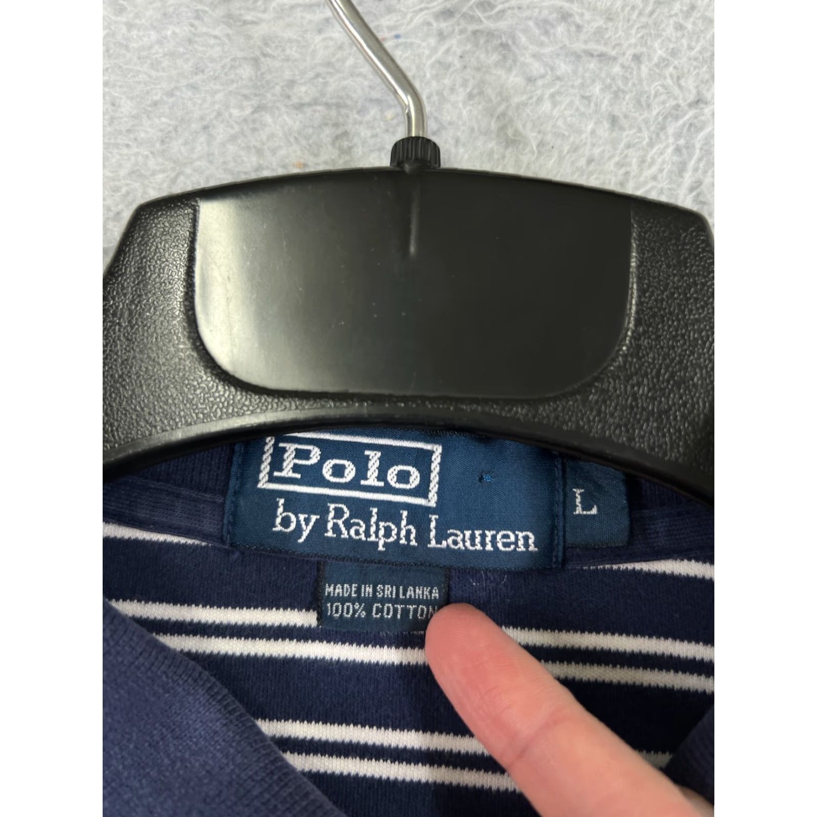 Ralph Lauren VINTAGE Ralph Lauren Polo Shirt Mens Large Blue White Stripe Golf Cotton Size US L / EU 52-54 / 3 - 3 Thumbnail