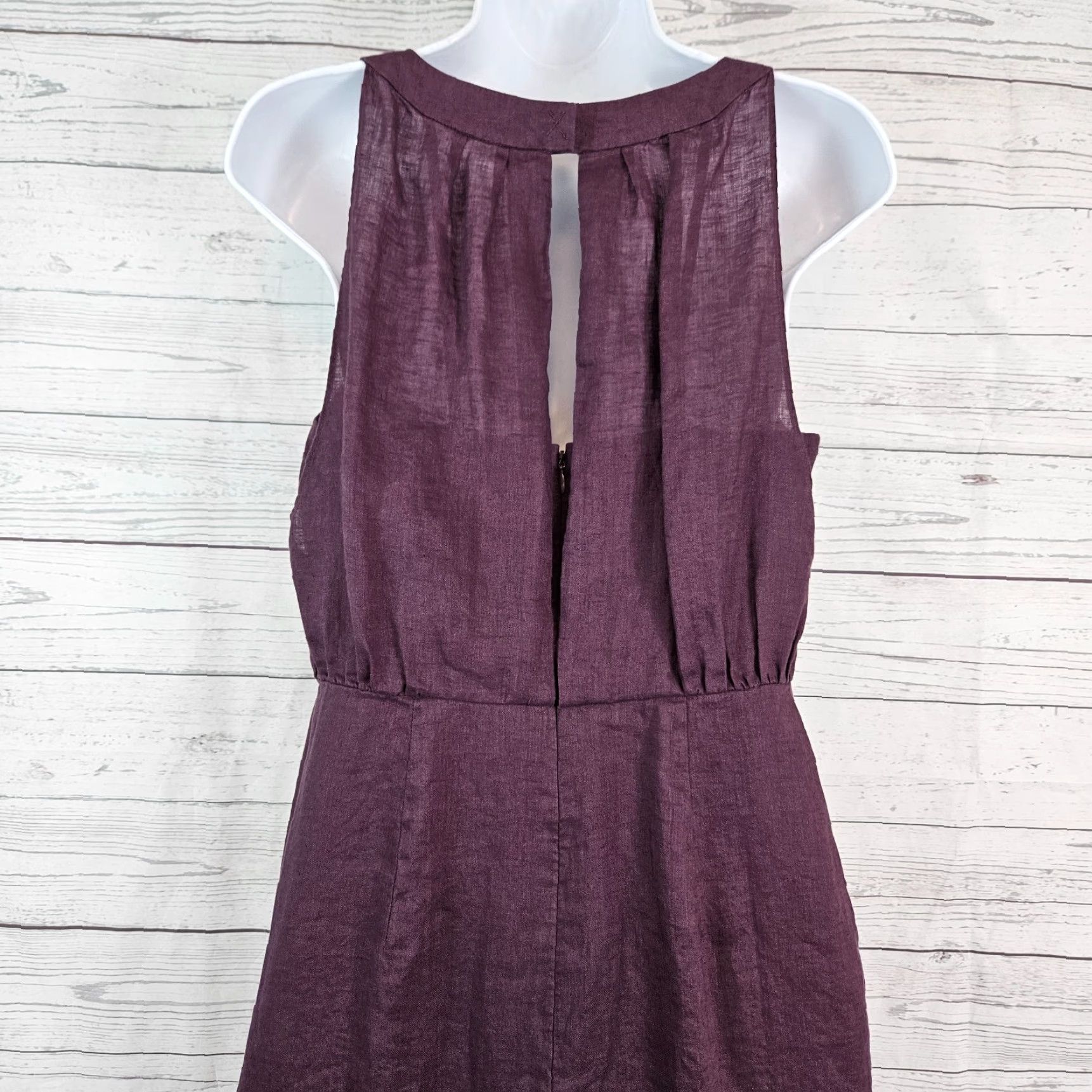 Loft LOFT Ann Taylor Womens Dress Solid Purple Linen Sleeveless Size 8 Knee Length Casual Summer Pencil Dress Womens Size M / US 6-8 / IT 42-44 - 4 Thumbnail