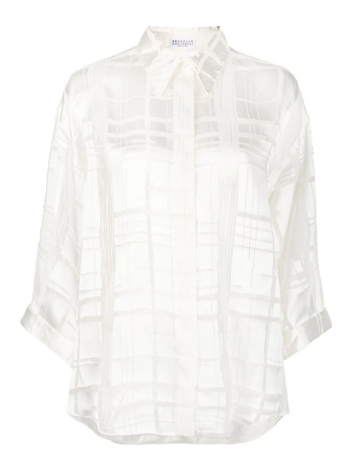 Brunello Cucinelli o1y0725 Shirt in Ivory Size XXS / US 00 / IT 34 - 1 Thumbnail
