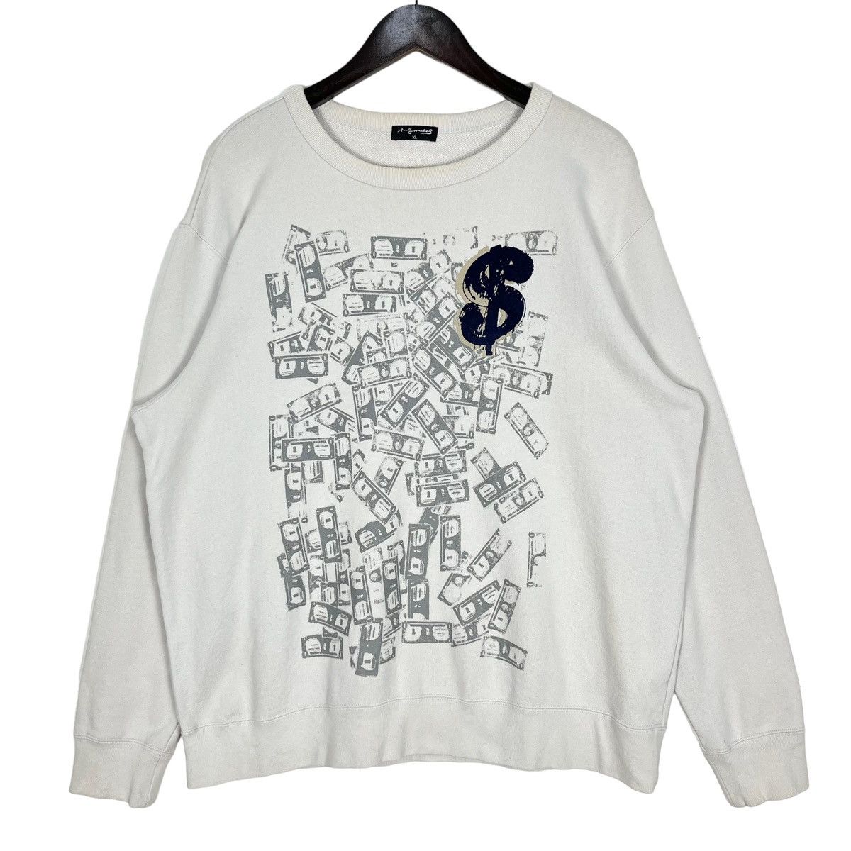 image of Ut Uniqlo X Andy Warhol Dollar Money Big Printed Sweatshirt in White, Men's (Size XL)