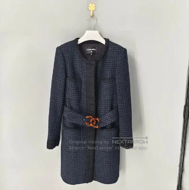 Chanel Blue Women's Coat with Belt .