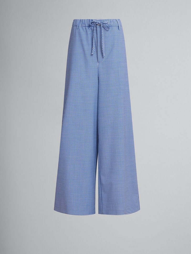 Marni o1w1db10426 Checked Drawstring Trousers in Blue Size 28" / US 6 / IT 42 - 1 Thumbnail