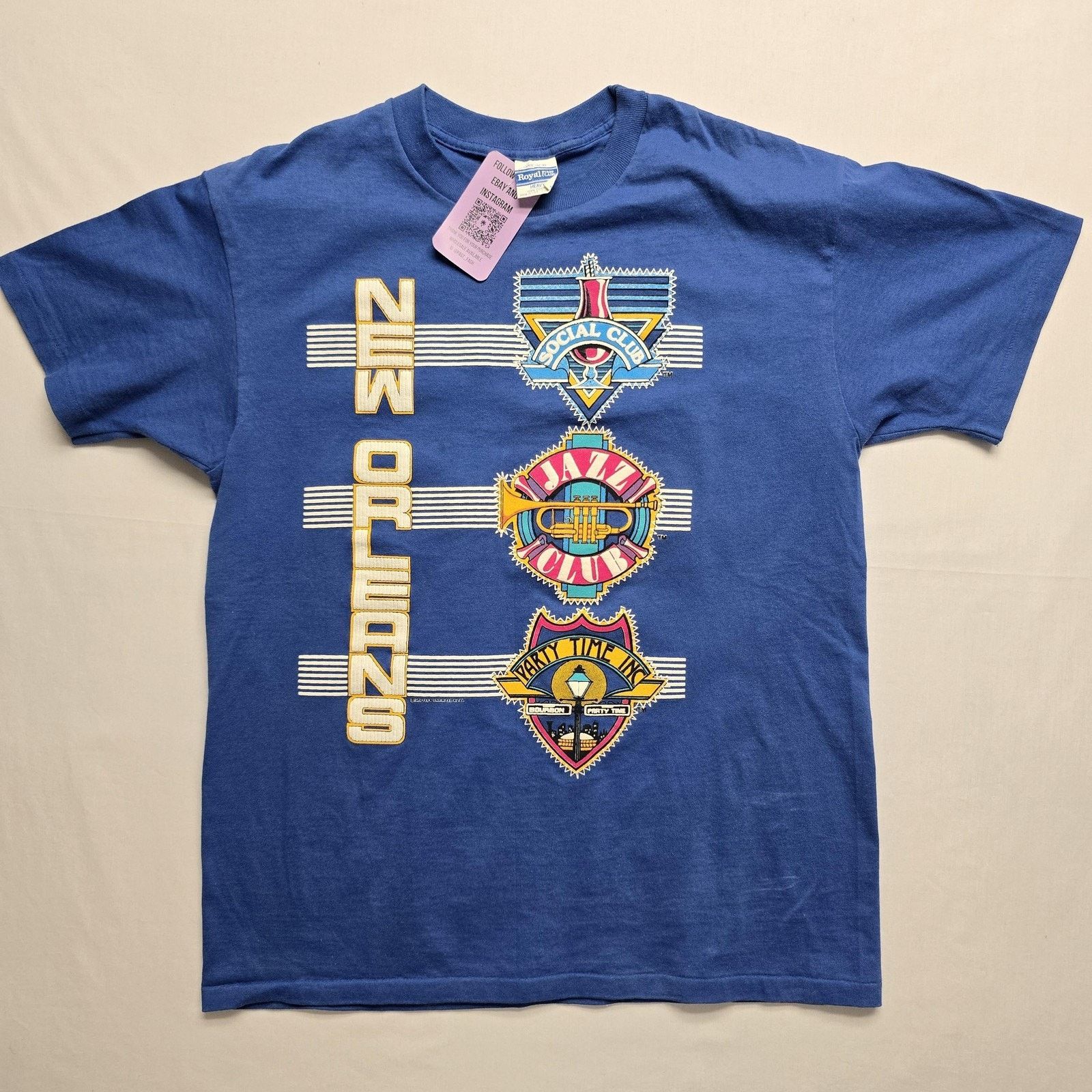 Vintage Vintage New Orleans Shirt Blue Jazz Club Bourbon Street 80s Size US L / EU 52-54 / 3 - 1 Thumbnail