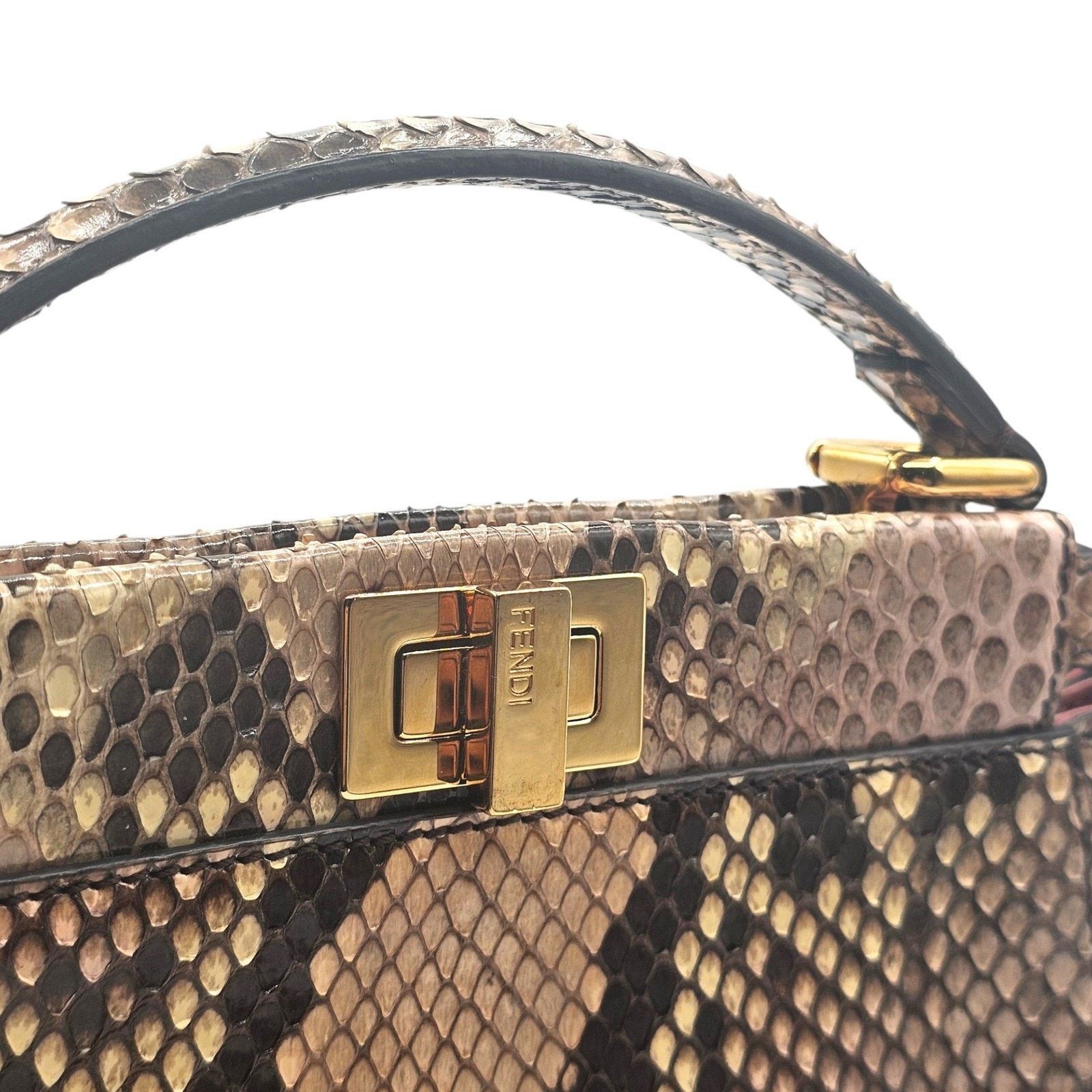 Fendi Fendi Peekaboo Python Snakeskin Top Handle Bag 8BN244 - New Size ONE SIZE - 4 Thumbnail