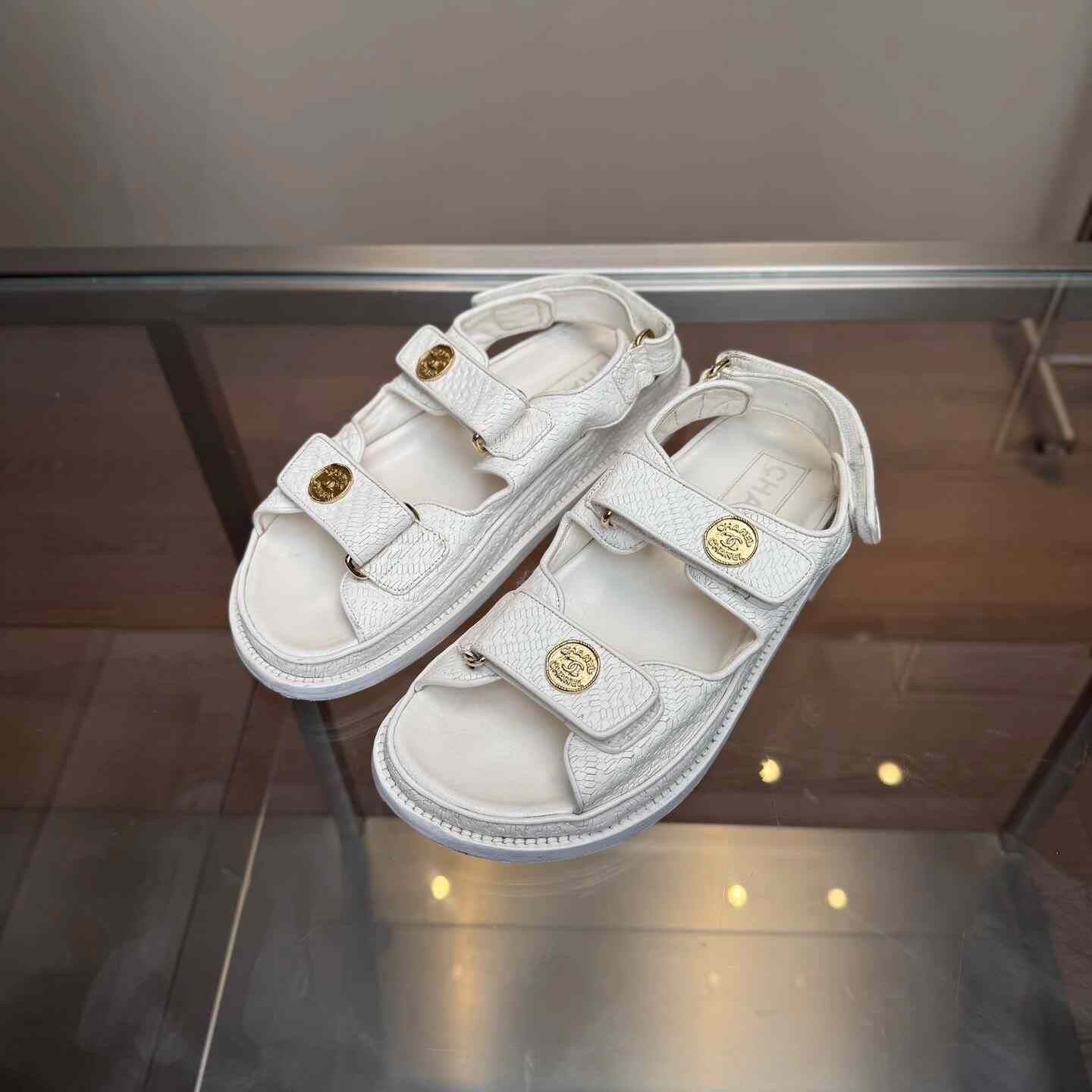 Chanel Chanel White Sandals 37 Women Size US 6.5 / IT 36.5 - 1 Thumbnail