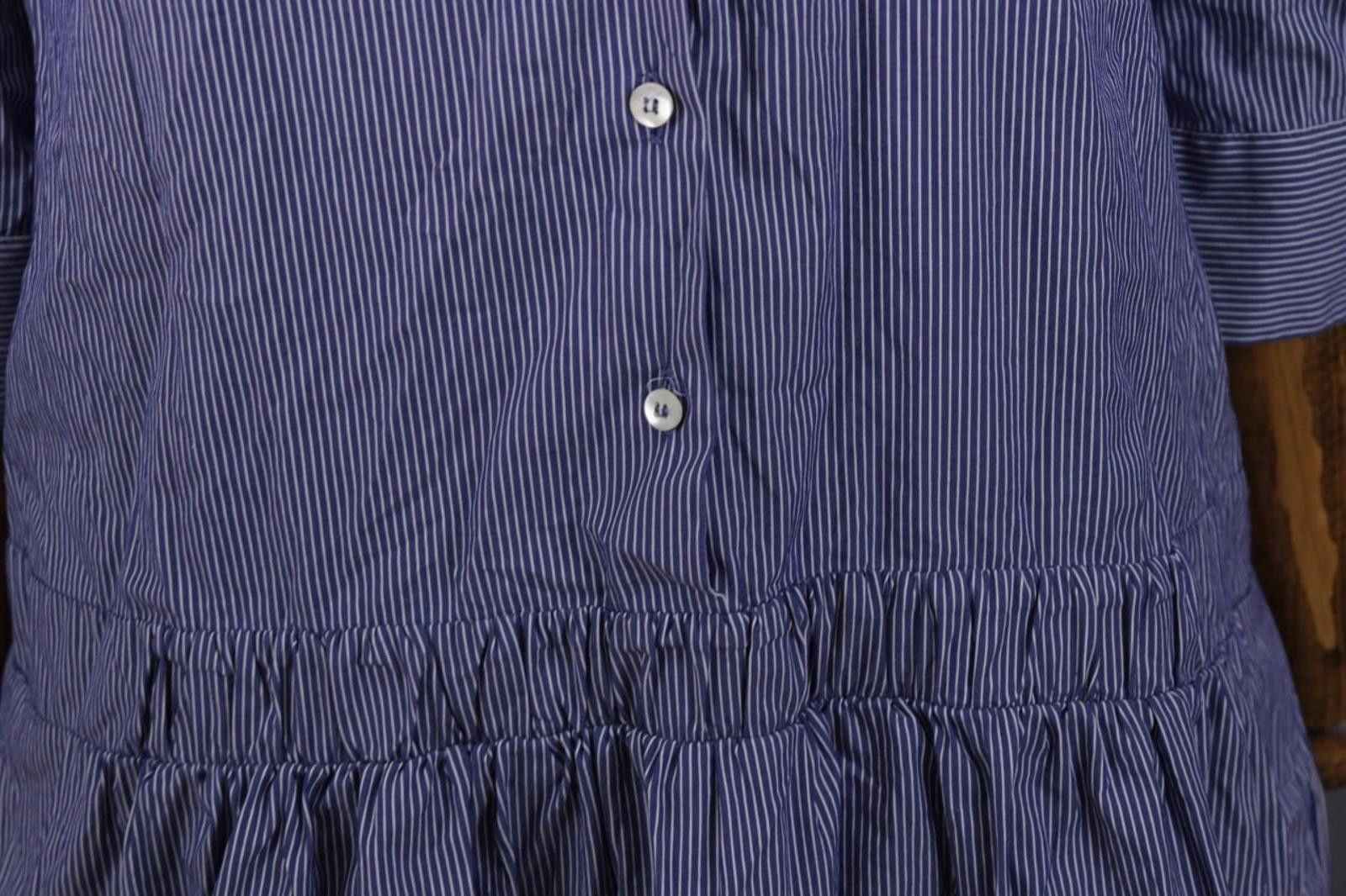 Designer Rosso 35 Genova Blue Pinstripe Henley Shirt Dress Size 42 Size M / US 6-8 / IT 42-44 - 3 Thumbnail