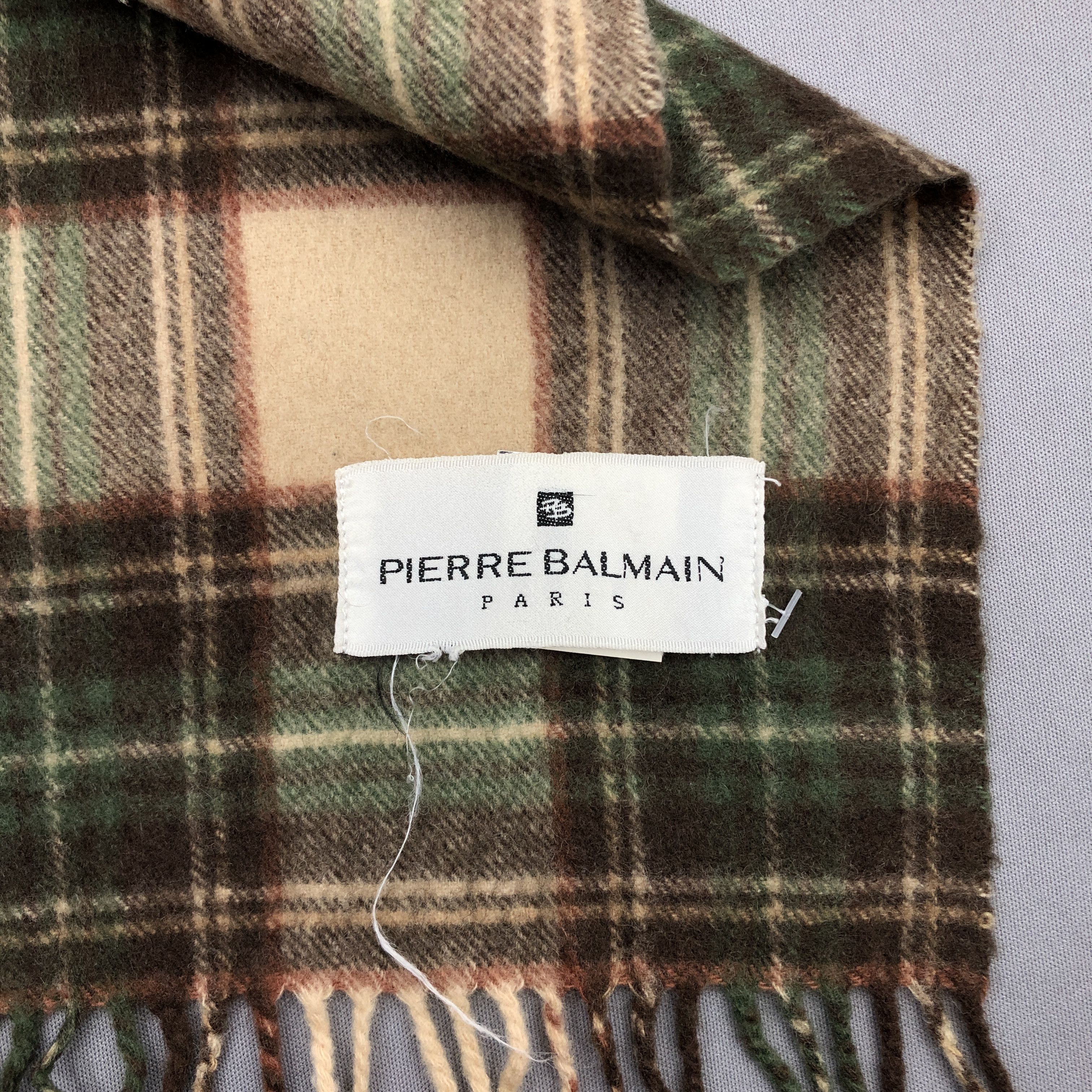 Japanese Brand Vintage Pierre Balmain Scarf Muffler Wool Plaid Scarves Size ONE SIZE - 5 Thumbnail