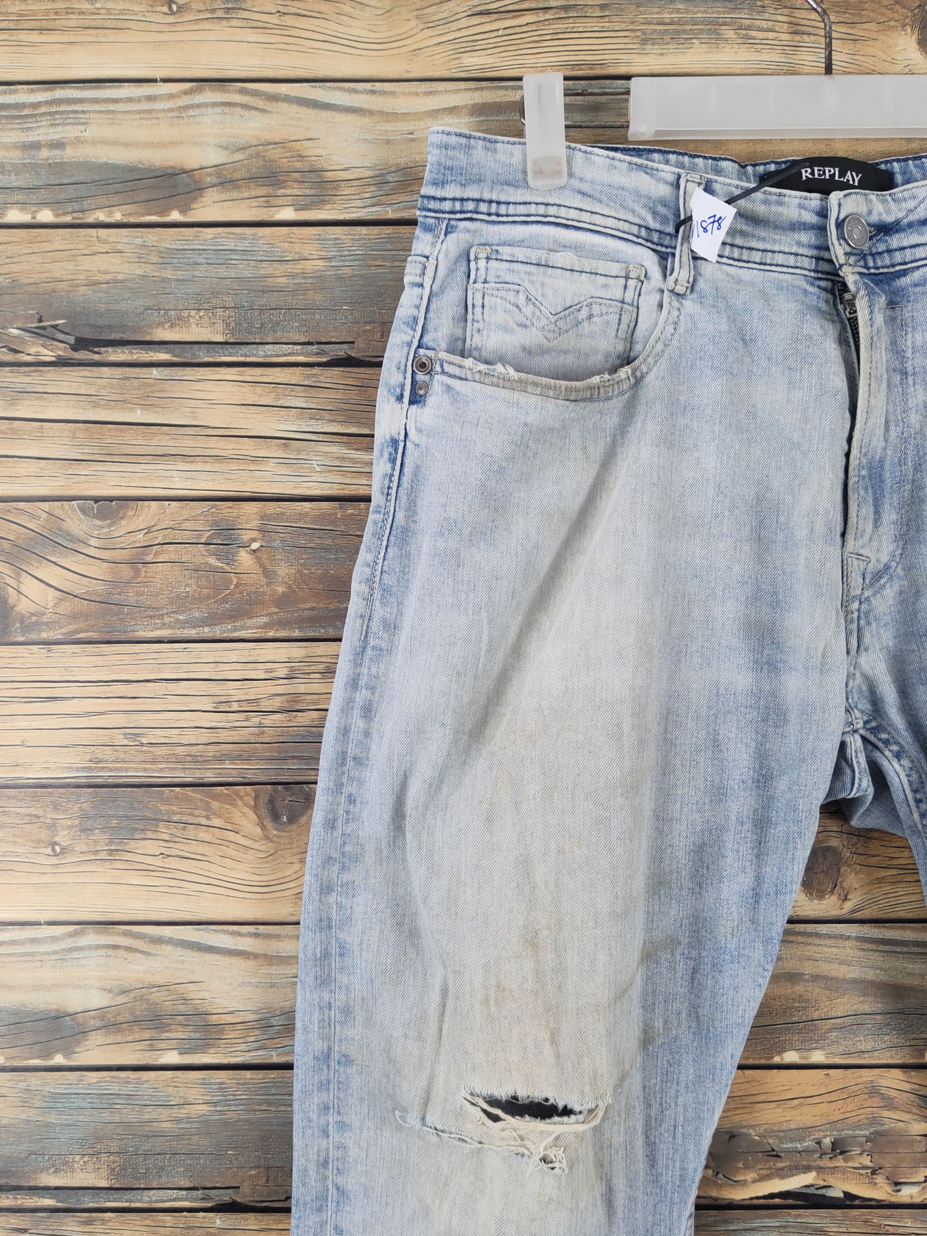 Replay Replay Light Blue Distressed Ripped denim Jeans #W1878 Size US 33 - 3 Thumbnail