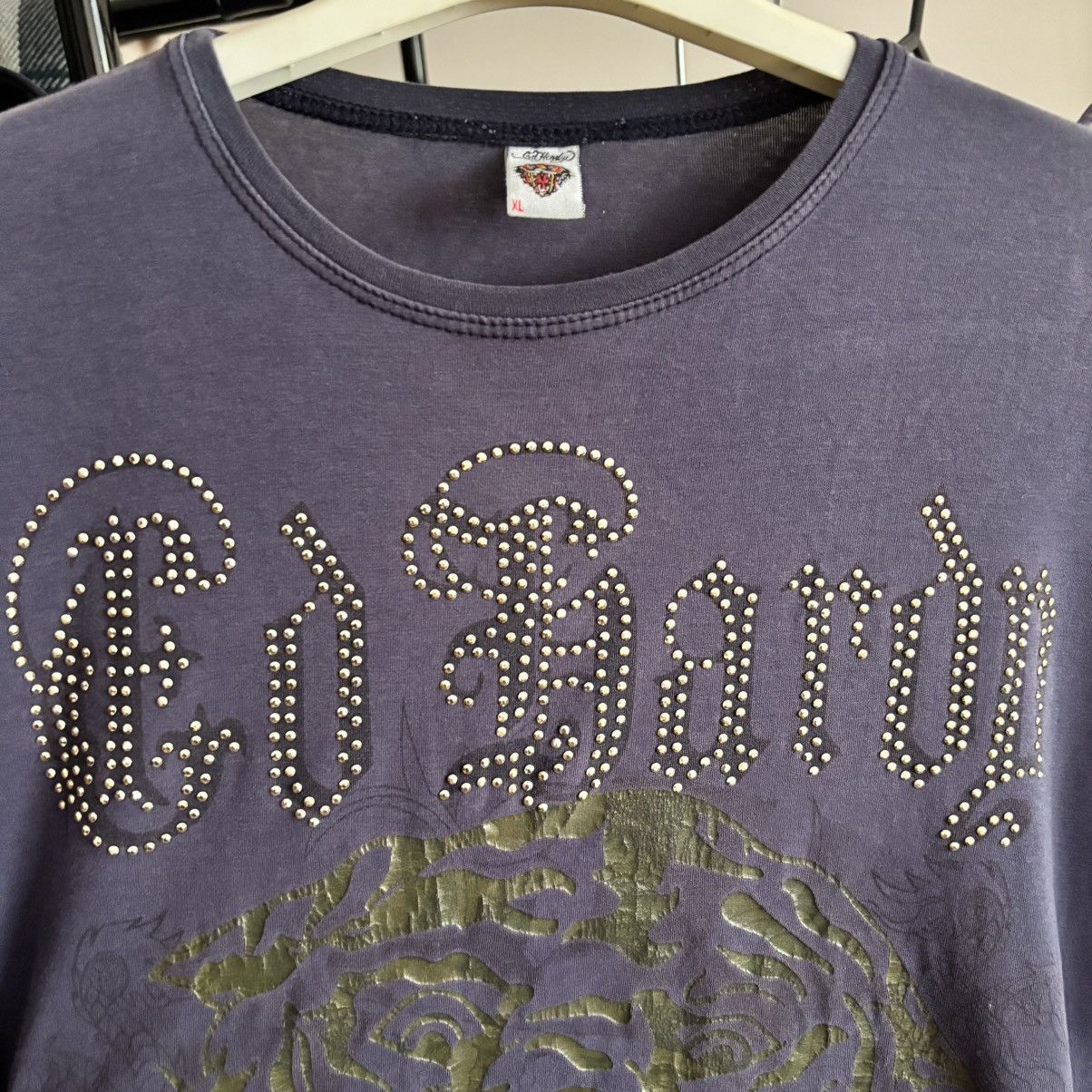 Ed Hardy Vintage Y2K Ed Hardy Rhinestones Swag Back Print T-Shit Size US L / EU 52-54 / 3 - 3 Thumbnail