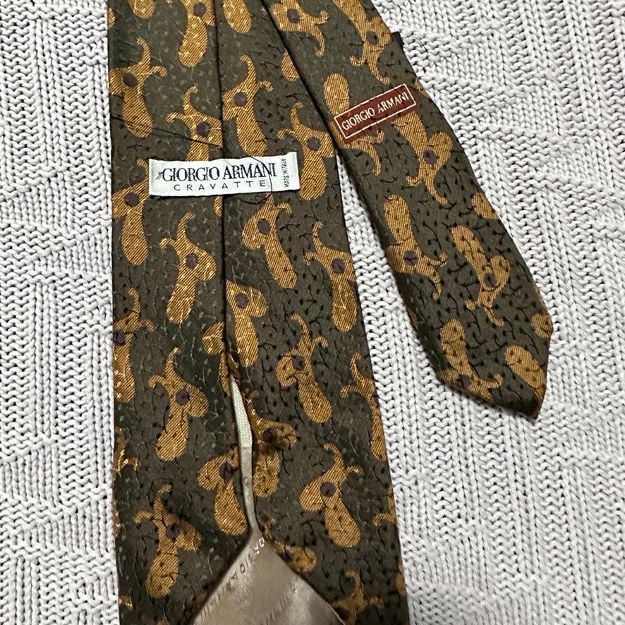 Armani Collezioni Vintage Armani army green silk tie Size ONE SIZE - 3 Thumbnail