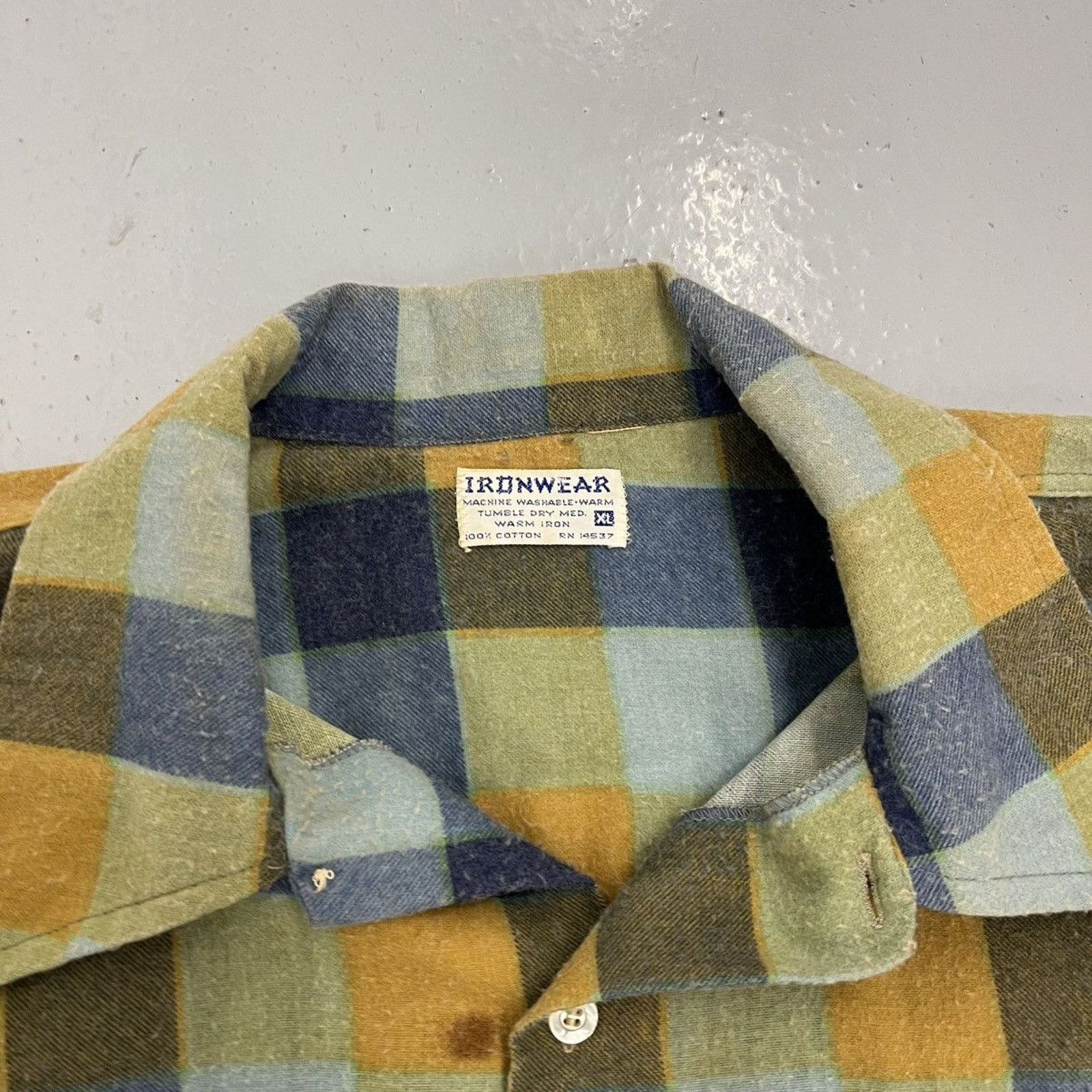 Other Vintage 70s Ironwear Blue/Yellow Check Cotton Flannel Size US XL / EU 56 / 4 - 4 Thumbnail