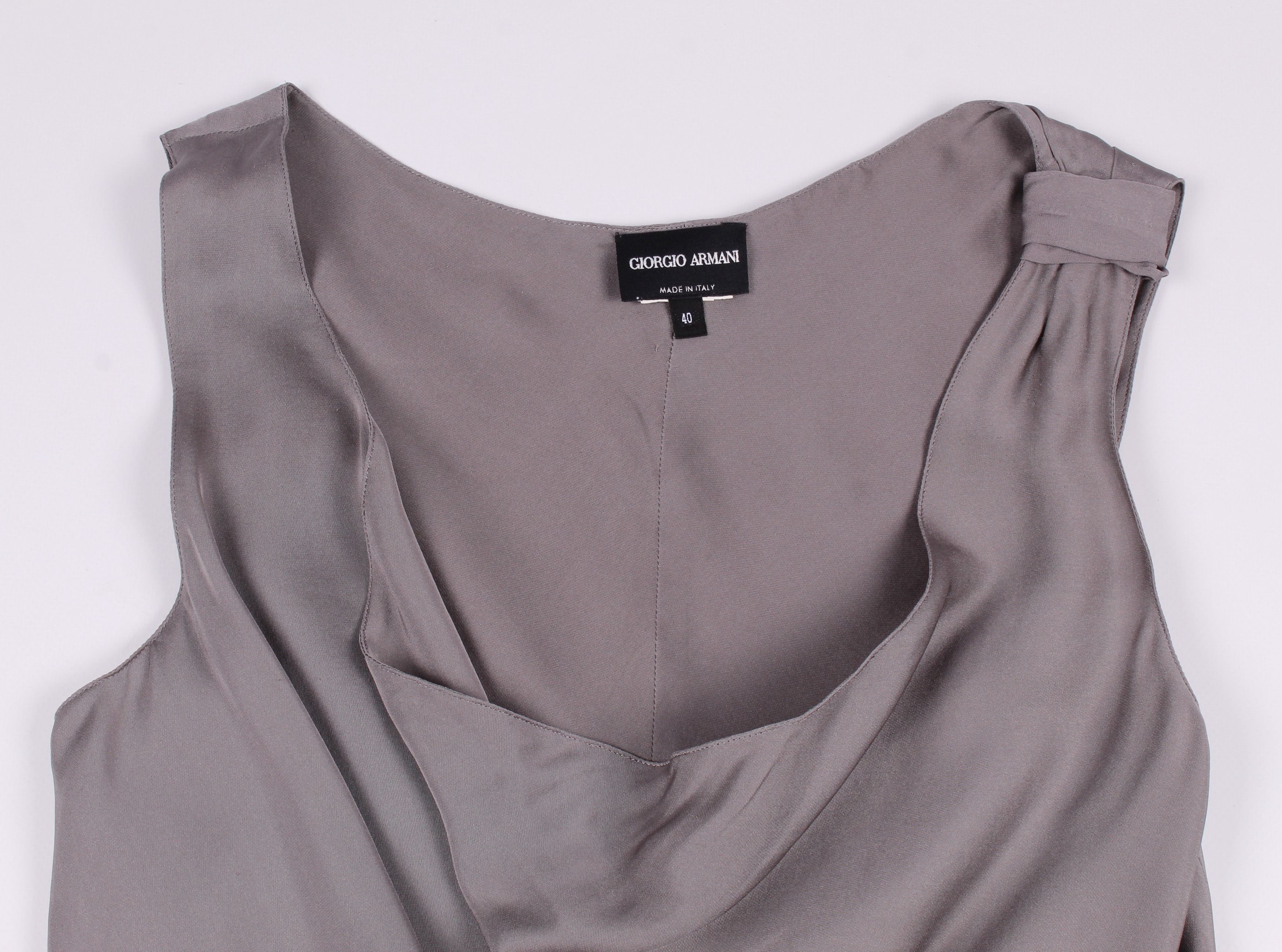 Giorgio Armani Vintage Giorgio Armani Silk Silver Top Blouse Size S / US 4 / IT 40 - 4 Thumbnail