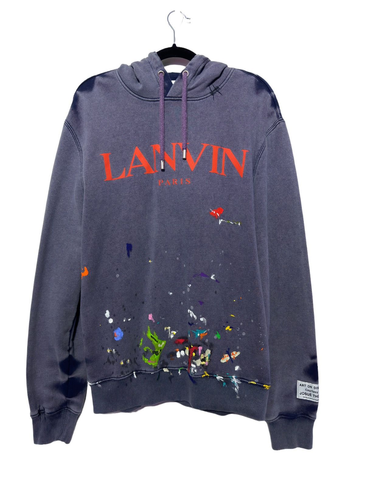 image of Gallery Dept. X Lanvin Paint Splatter Hoodie in Blue, Men's (Size Large)