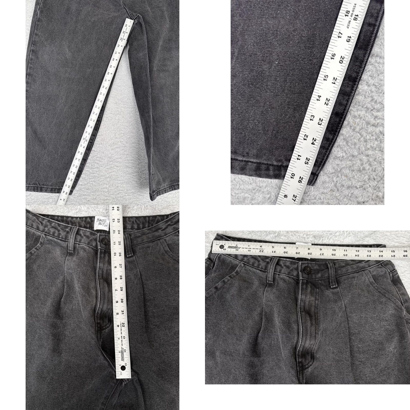 PRINCESS POLLY Princess Polly Jeans Womens 10 Gray Charcoal Wash Cropped High-Rise Mom Jeans 29x27 Relaxed 90s Vintage No Size 32" / US 10 / IT 46 - 8 Thumbnail