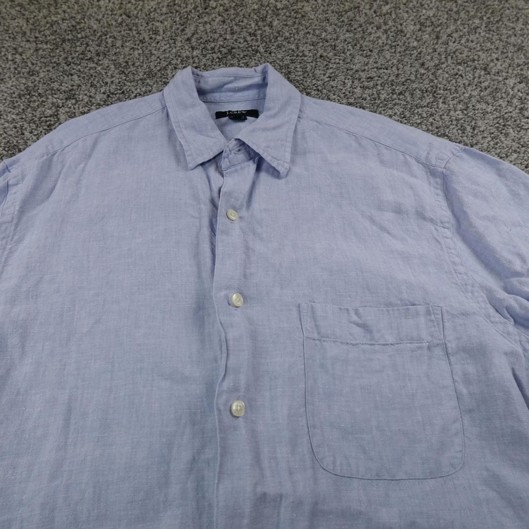 J.Crew J.CREW Shirt Mens M Blue Linen Chambray Short Sleeve Button Up Casual Summer Top Size US M / EU 48-50 / 2 - 3 Thumbnail