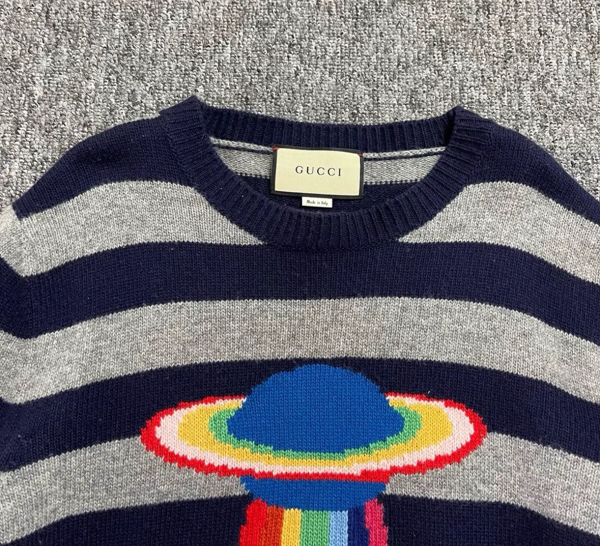 Gucci Gucci Rainbow flying saucer gray and blue striped sweater 2 Size US S / EU 44-46 / 1 - 5 Thumbnail