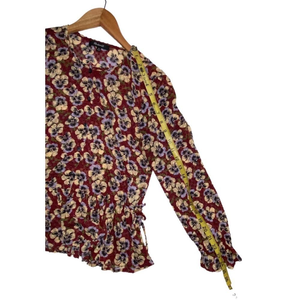 Madewell Madewell l Drawstring Ruffle-Hem Top in Viola Floral Size XS Size XS / US 0-2 / IT 36-38 - 6 Thumbnail