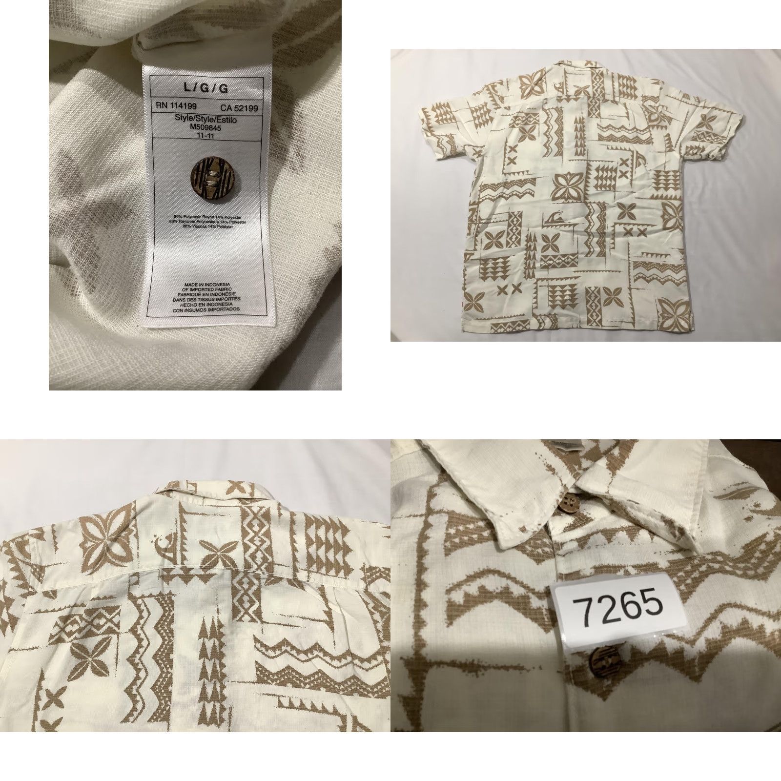 Quiksilver VINTAGE: Quiksilver Shirt Mens Large White Hawaiian Geometric Short Sleeve Button Up Size US L / EU 52-54 / 3 - 8 Thumbnail