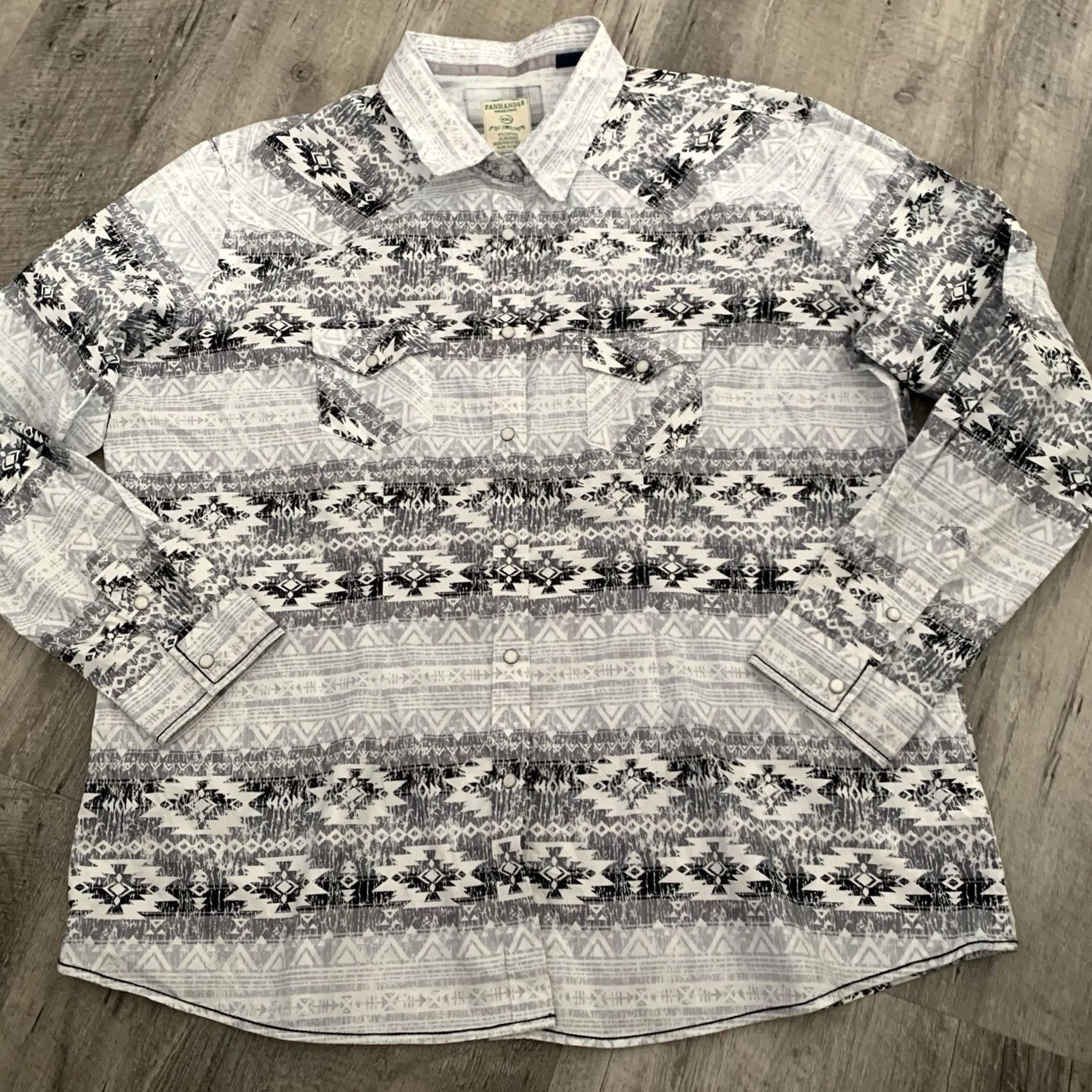 Vintage VINTAGE Panhandle Rough Stock Shirt Mens 2XL Gray Cotton Spandex Western Long Sleeve Stretch Pearl Snap Button-Up Shirt Mens Girls Size US XXL / EU 58 / 5 - 6 Thumbnail
