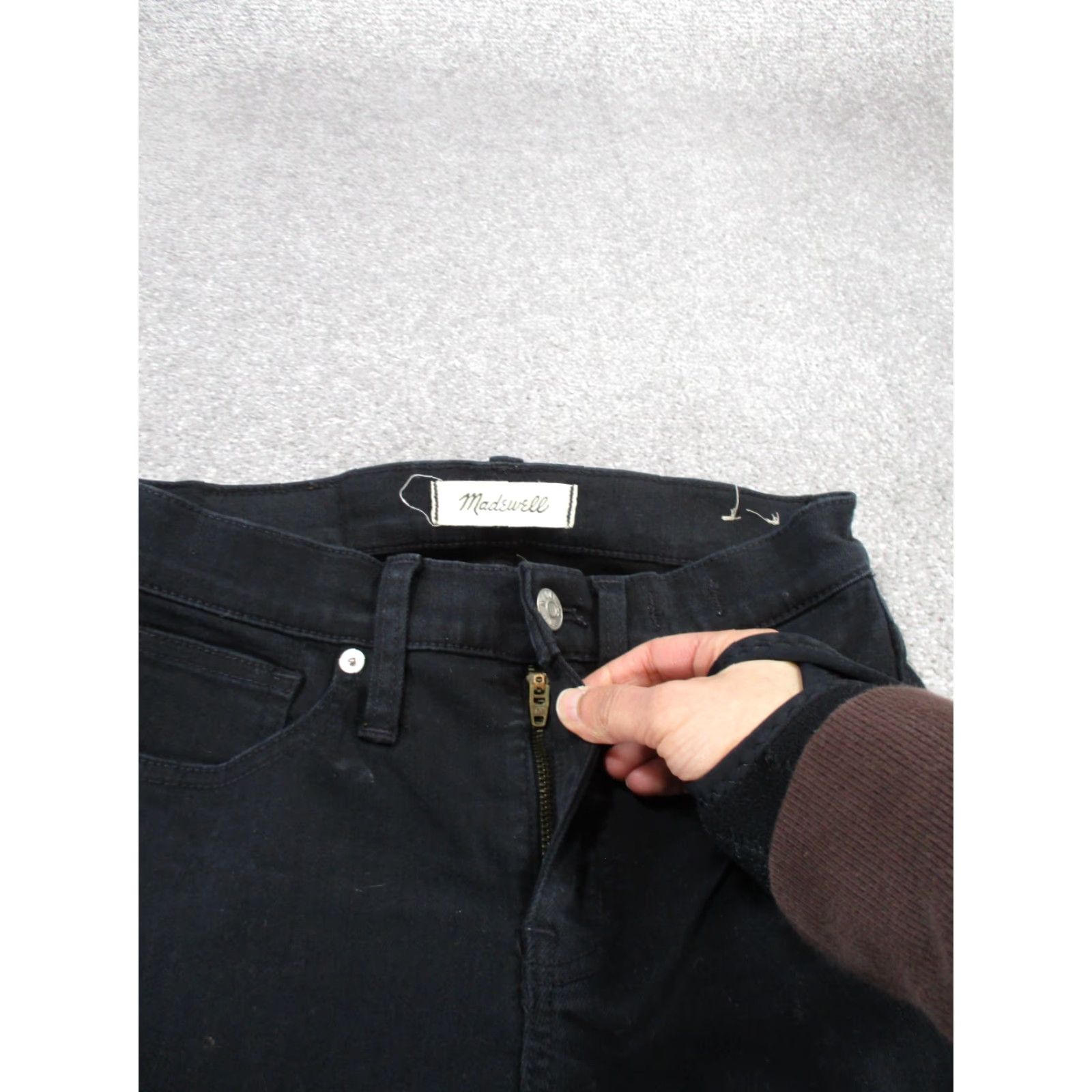 Madewell Madewell Jeans Womens 24 9" Rise Skinny Black Denim - Zip - Charcoal Wash - Mid Rise - Denim - Regular - Womens Size 42" / US 20 - 4 Thumbnail
